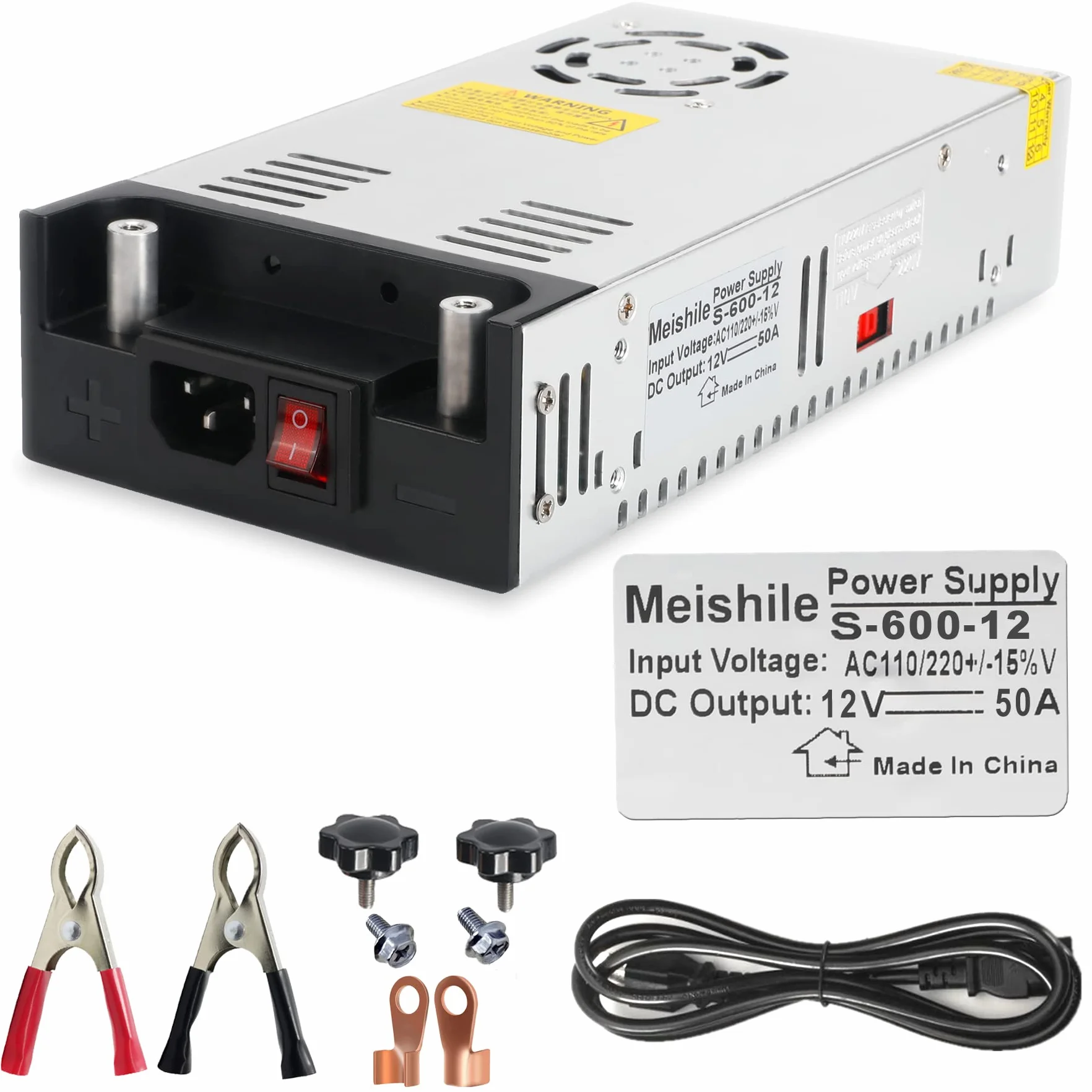 Przycisk + zacisk prądu stałego 12 V 50 A 600 W napęd przemysłowy zasilacz tnący monitor sprzęt silnikowy transformator 110/220 V AC na prąd stały, aktualna wersja AC-DC