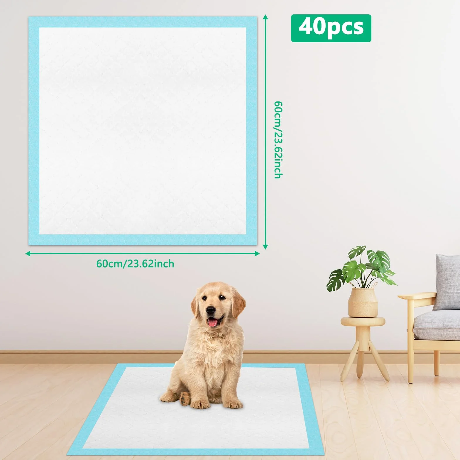 Maty do Sikania Vexillic 40 Sztuk Podkładek dla Szczeniąt 60x60 cm Podkładki Szkoleniowe Higieniczne 6-Warstwowe Szybkoschnącą Powierzchnią