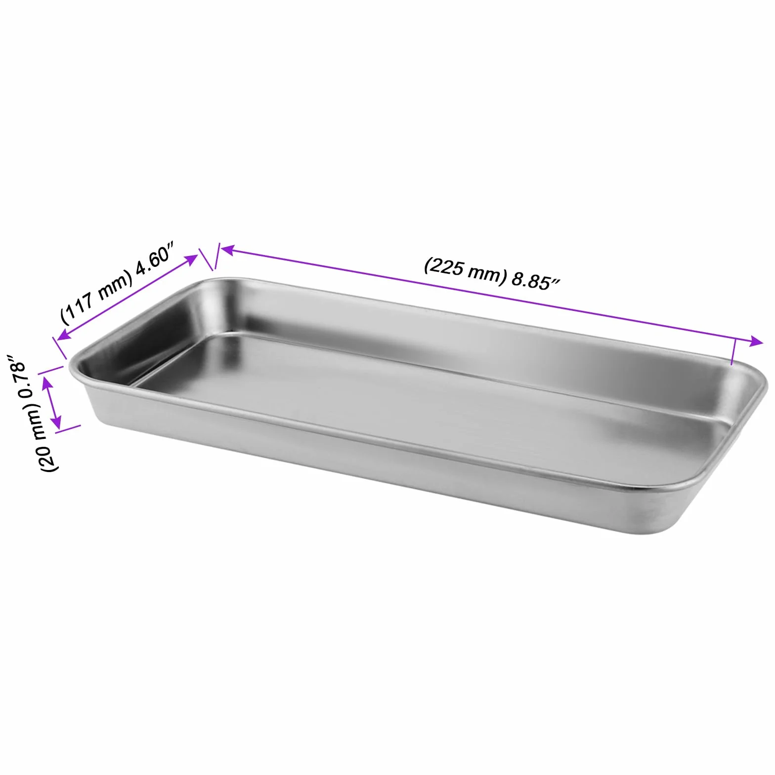 5 sztuk tacka na instrumenty, mała, ze stali nierdzewnej, mała prostokątna, taca laboratoryjna, przydatne narzędzia, stal nierdzewna, tace do laboratorium, 22,5 x 11,7 x 2 cm