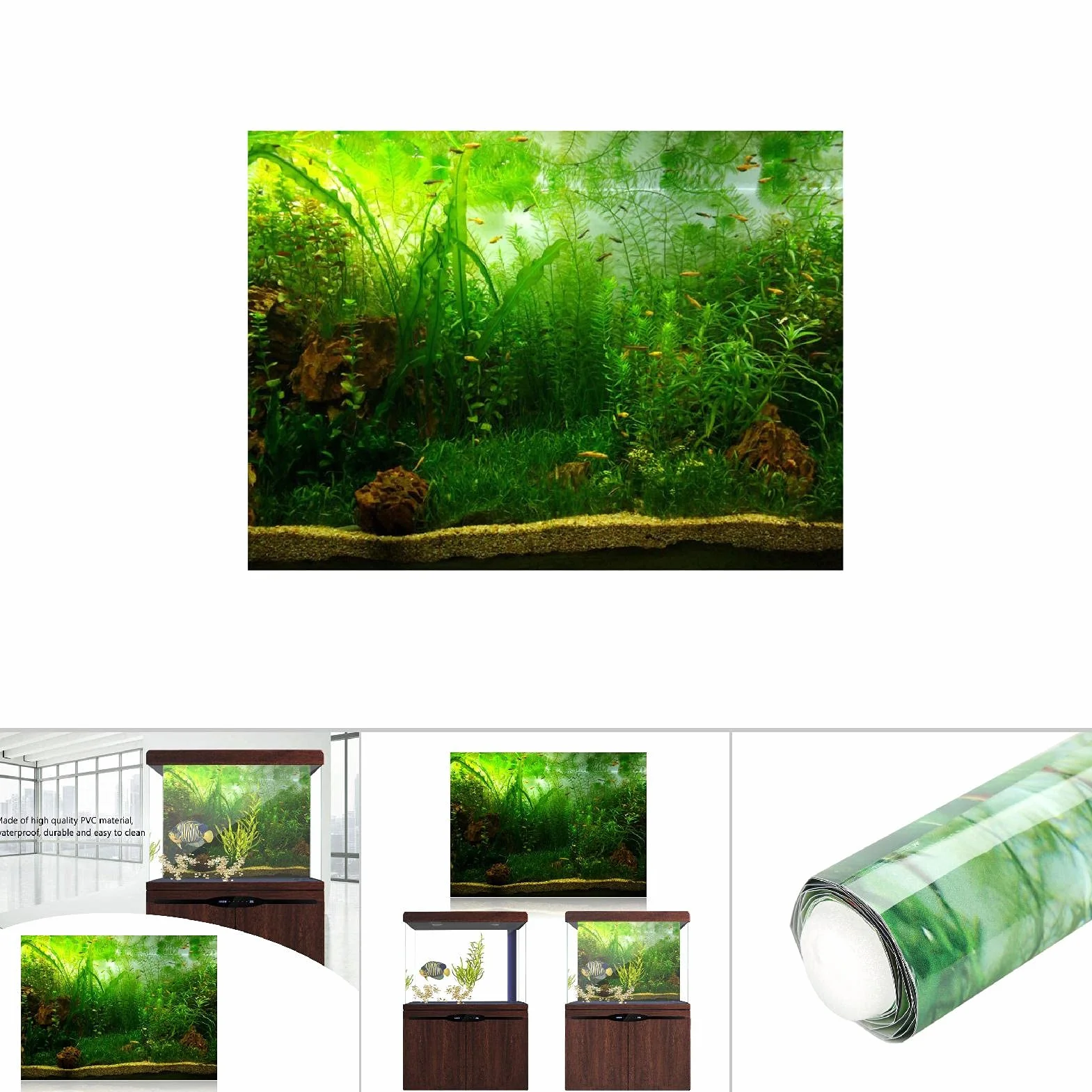 Styl trawy wodnej akwarium akwarium plakat pogrubiony PCW samoprzylepna naklejka tło tapeta plakat akwarium tło dekoracja (61 x 30 cm)