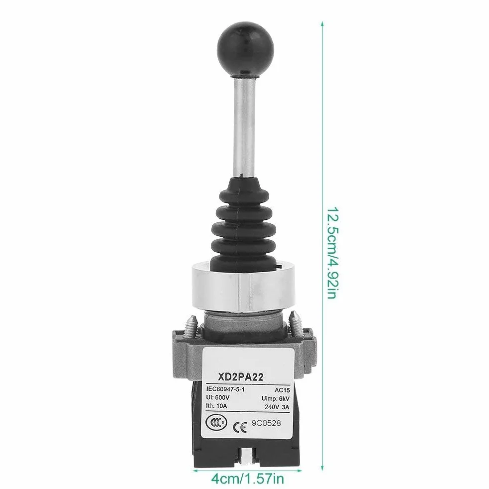 Joystick, przełącznik kołyskowy, 1 sztuka Xd2pa22cr 2no 2-pozycyjny, sprężynowy przełącznik typu joystick, 0~380 V Ac (50 Hz); 0~220 V DC