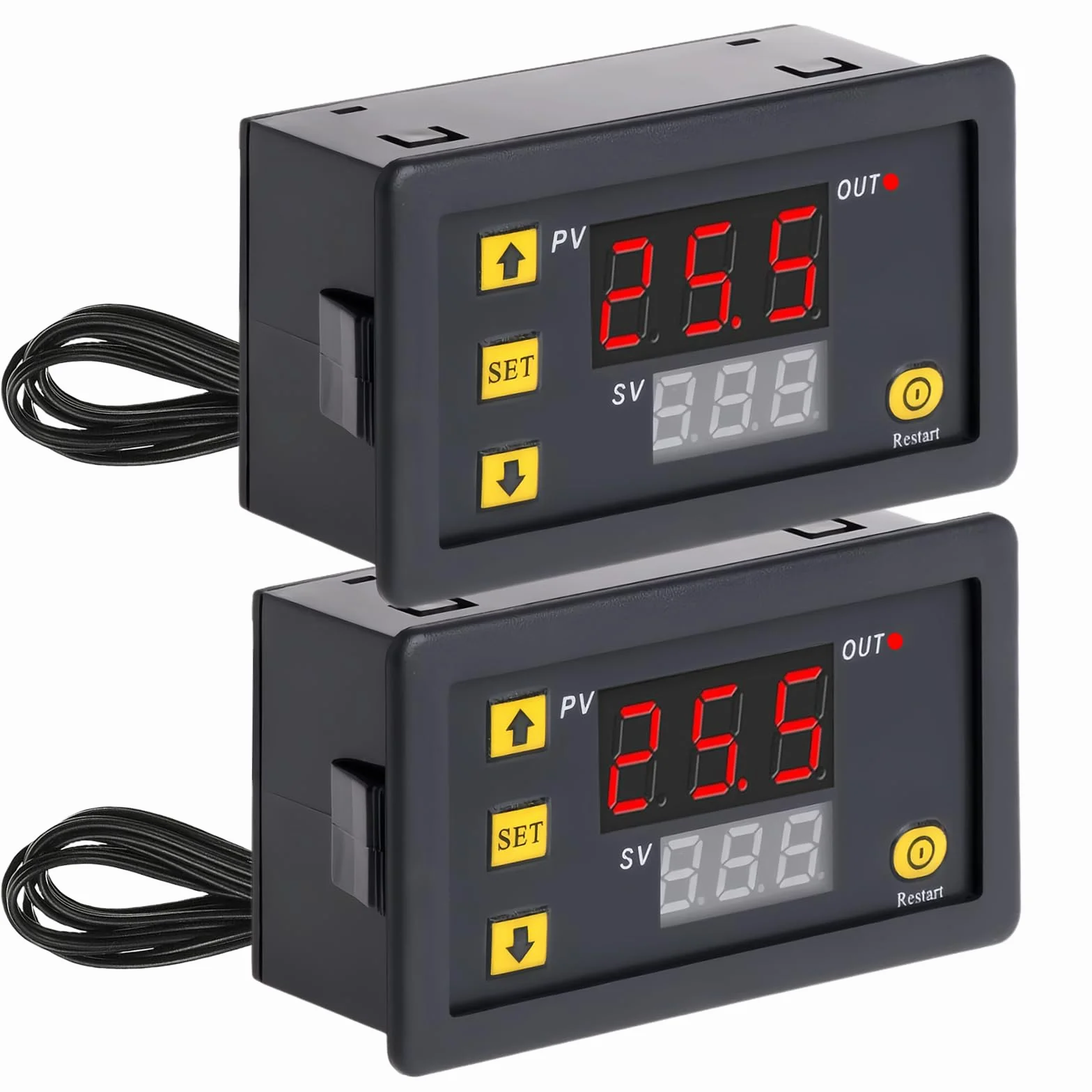 Regulator temperatury W3230 DC 12 V, 2 szt.: cyfrowy regulator temperatury, cyfrowy termostat, cyfrowy wyświetlacz, termostat do ogrzewania, chłodzenia, akwarium, inkubatora, terrarium