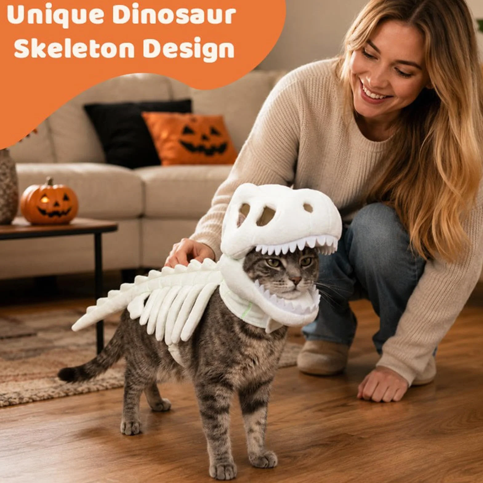 Kostium Dinozaura Szkielet Dla Kotów Stroje Halloween Z Kapturem Dla | Halloweenowy Kostium Szkieletu Dinozaura Szczeniaka Do Domu Mieszkania Sypialni Spotkań Przyjaciół