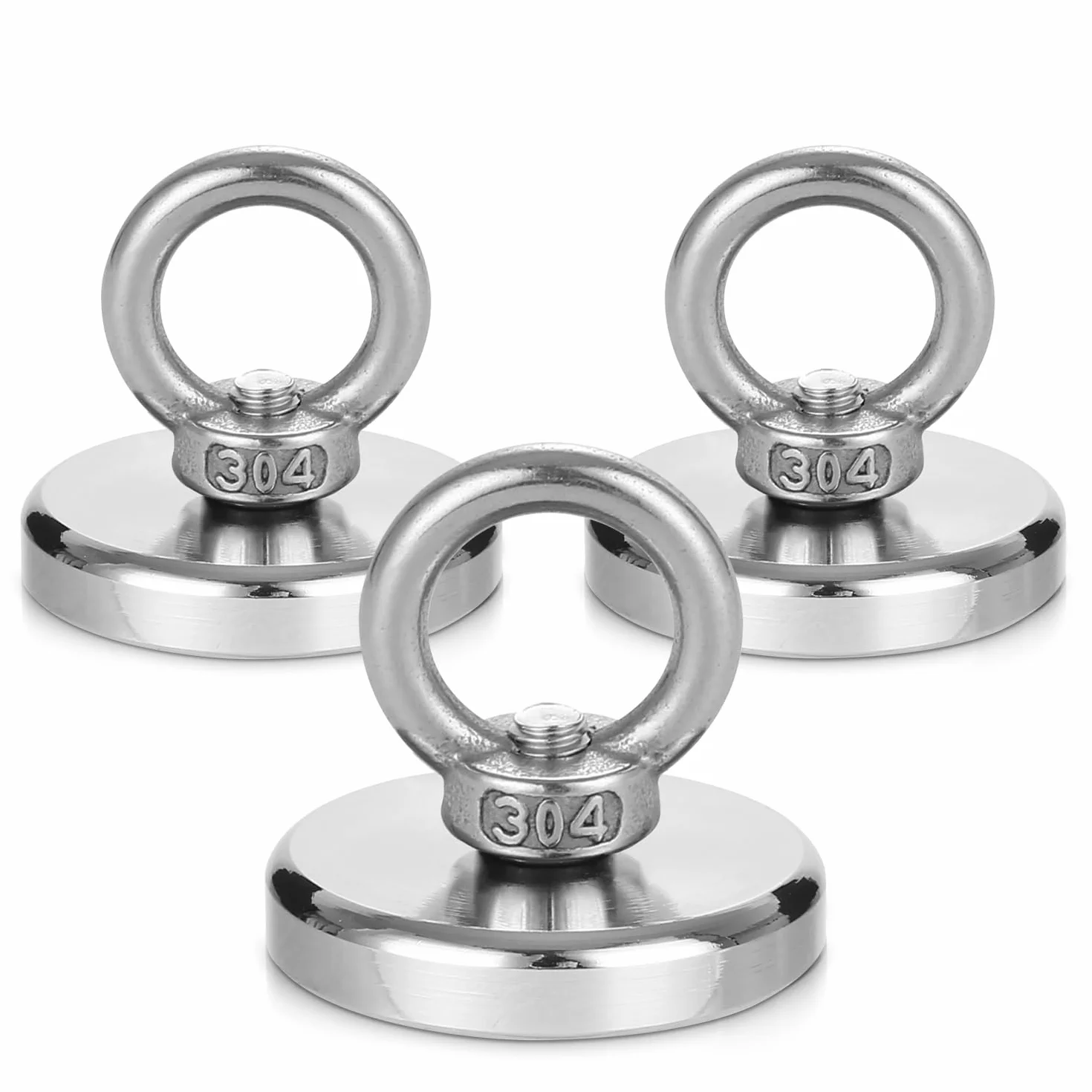 Magnesy wędkarskie 50 kg 42 mm 3 sztuki z oczkiem