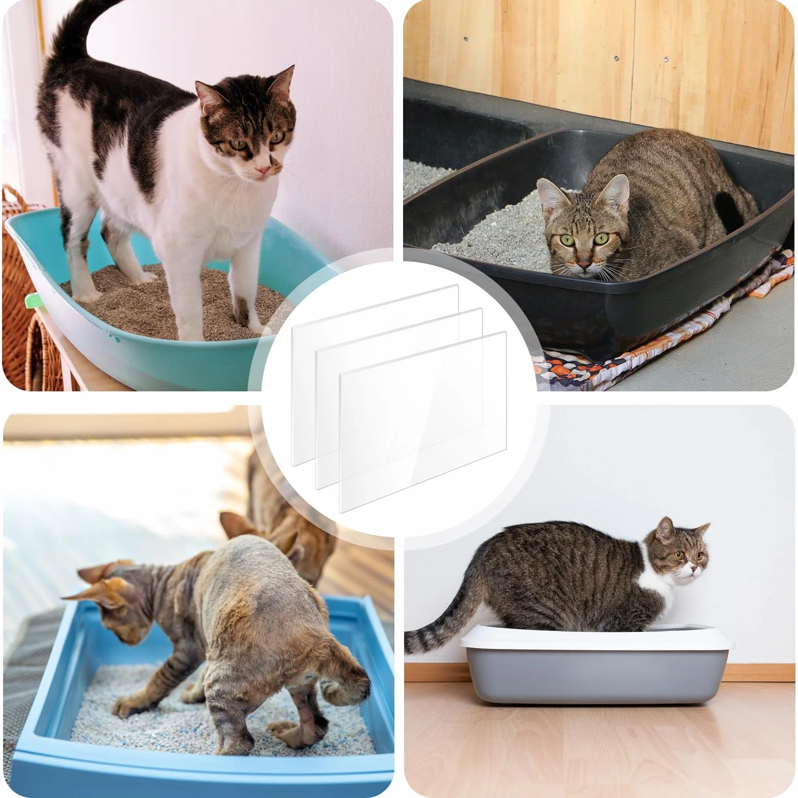 3 sztuki kuweta dla kota Pee Shields 30 x 40 cm: ochrona przed pryskaniem do kuwety z 1 rolką nanotaśmy, obudowa kuwety, akcesoria dla kotów, osłony kuwety dla kota