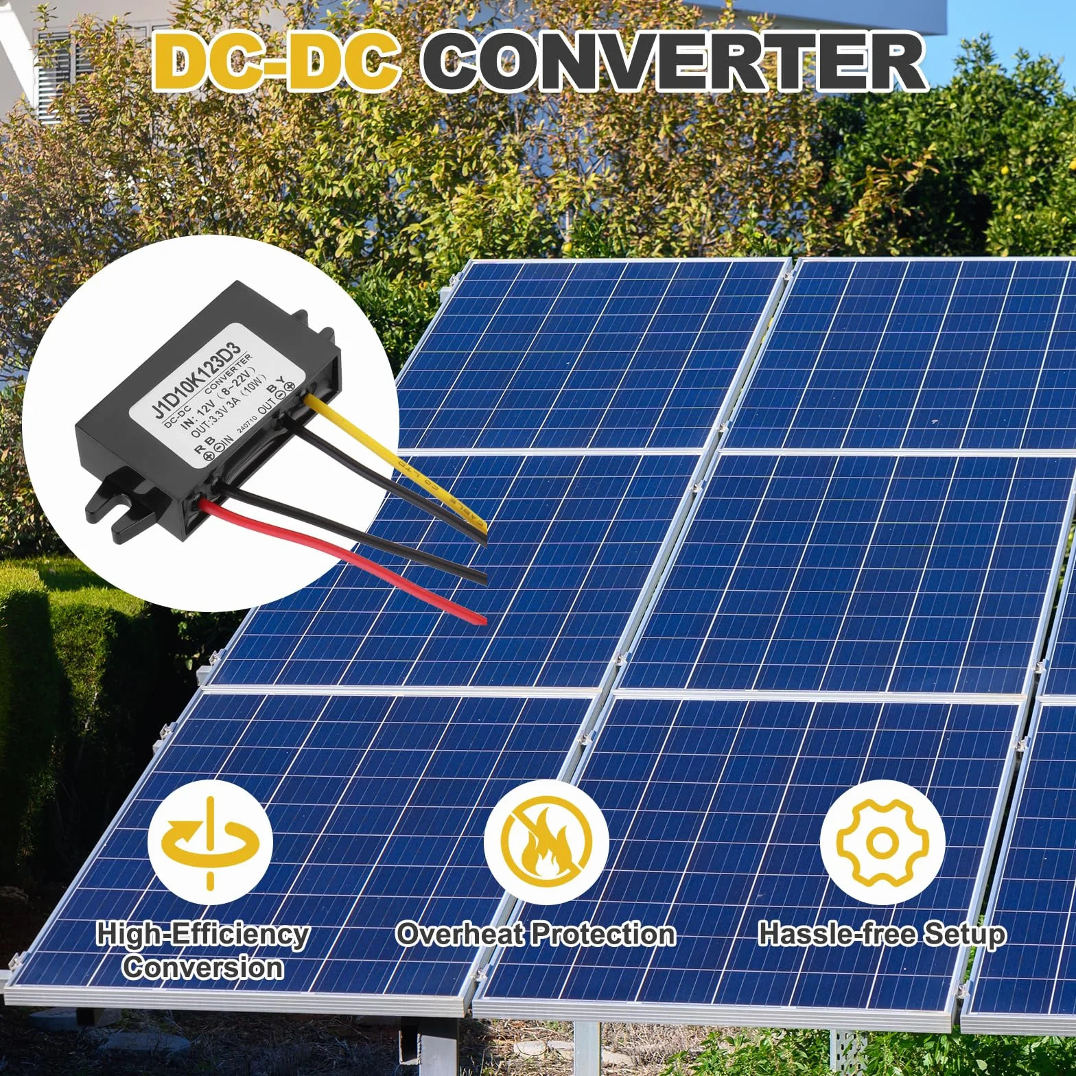 QUARKZMAN Przetwornica napięcia DC 12 V na DC 3,3 V, 3 A, 10 W, reduktor napięcia, reduktor napięcia, IP67, wodoszczelny transformator, moduł zasilacza, adapter sieciowy do samochodów osobowych i
