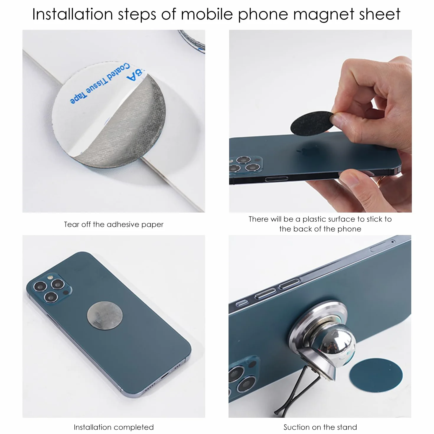16 sztuk metalowych płyt, okrągłych i kwadratowych blach żelaznych, samoprzylepne arkusze do telefonów komórkowych, magnetyczne blachy indukcyjne, uniwersalne do smartfonów i uchwytów