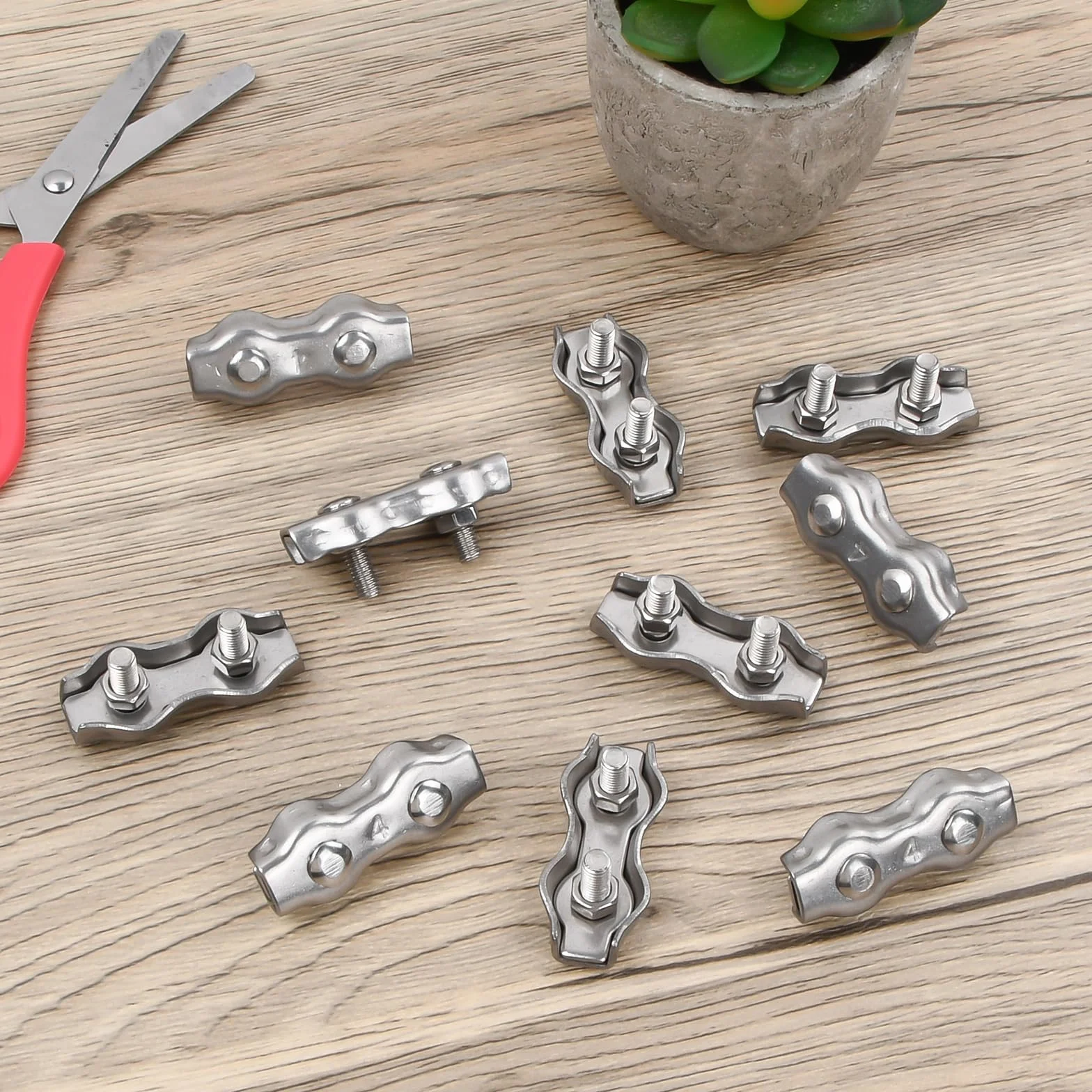 Zacisk linowy Duplex M4 ze stali nierdzewnej 304, 10 sztuk, do liny 4 mm