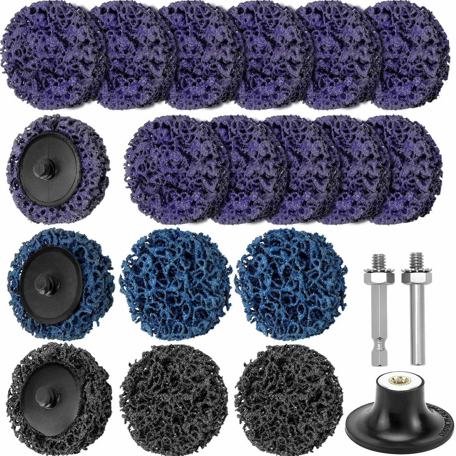 QWORK® 17-częściowy zestaw tarcz CSD 50 mm tarcza szlifierska do czyszczenia zgrubnego, tarcza do obróbki powierzchni, usuwanie rdzy i farby