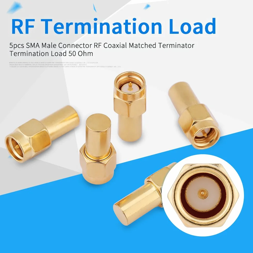 SMA Male Connector RF Coaxial Matched Terminator Termination 50 Ohm 2W, 5 Stück