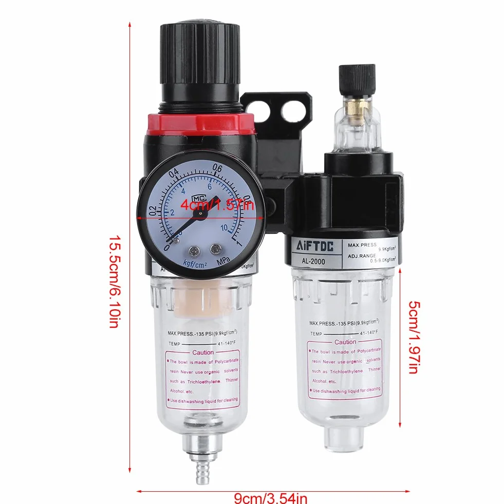 Zerodis 1/4" Regulator ciśnienia separator pułapka wilgoci sprężarka ciśnienia wody regulator filtra powietrza
