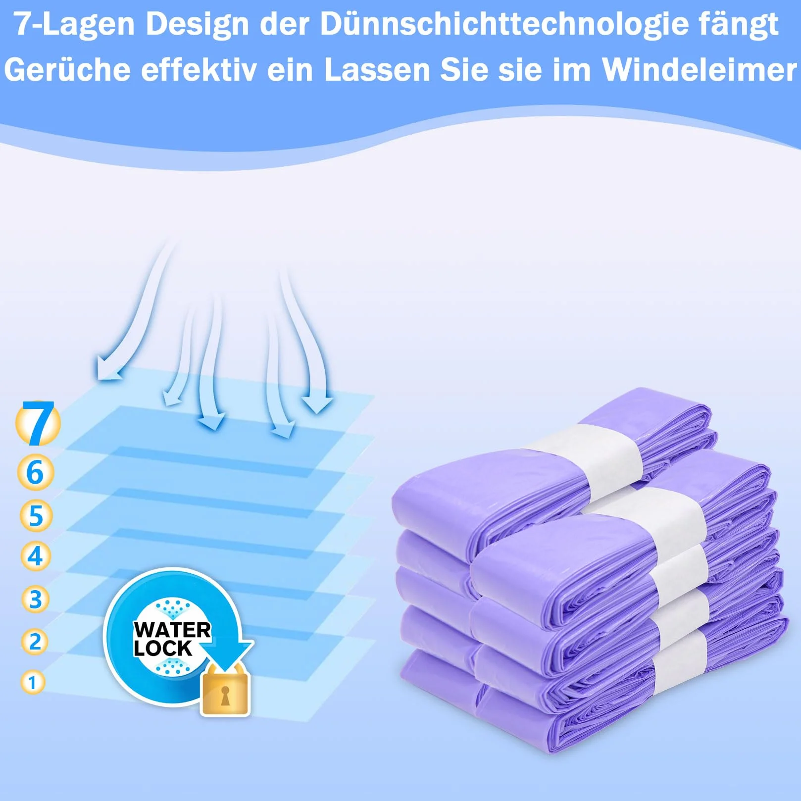 Folia uzupełniająca do wiaderek na pieluchy 4,5 m bezzapachowa 320 pieluch Angelcare Tommee Tippee Litter Locker fioletowa
