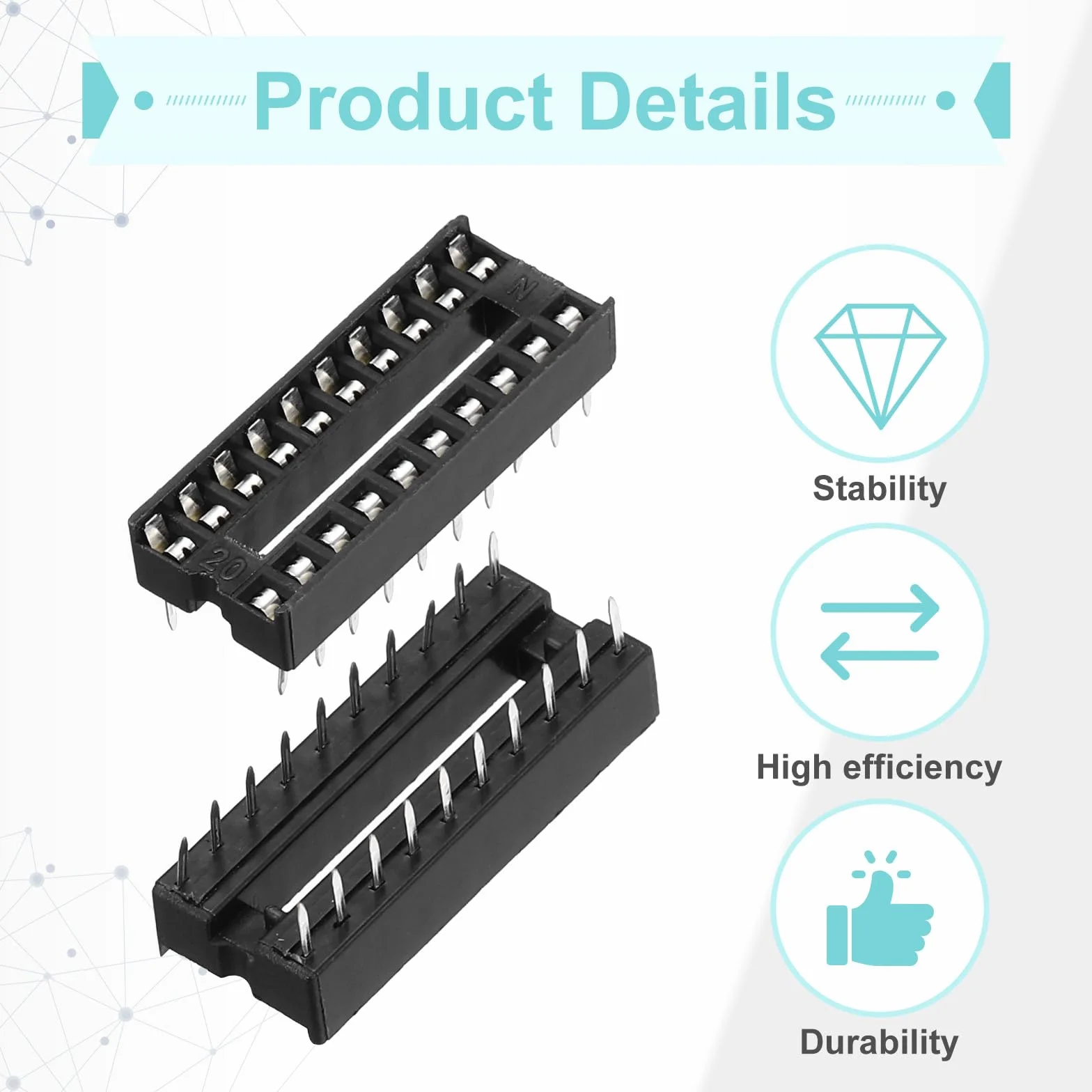 QUARKZMAN 40 sztuk DIP IC Chip Socket Adapter 20-pin 2,54 mm Pitch do Breadboard PCB