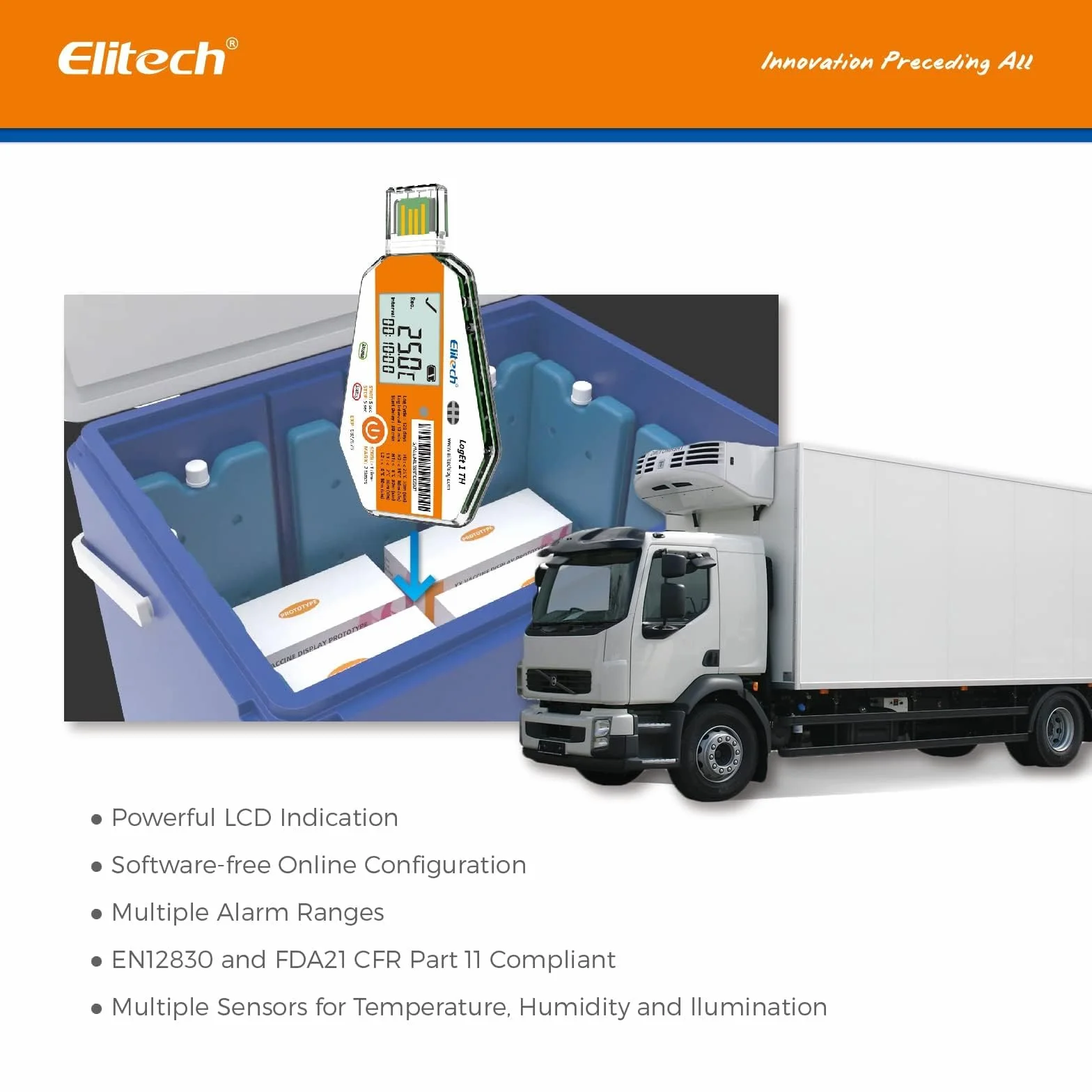 Elitech LogEt 1 rejestrator danych temperatury jednorazowego użytku raport PDF USB 16000 punktów