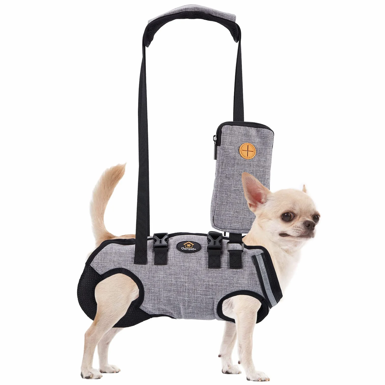 Ownpets Uprząż dla psa regulowana chusta dla zwierząt domowych z paskami odblaskowymi, kamizelka do podnoszenia na zewnątrz, dla wsparcia całego ciała, kamizelka rehabilitacyjna dla psów cierpiących | Kamizelka do podnoszenia na zewnątrz, chusta do odzysk