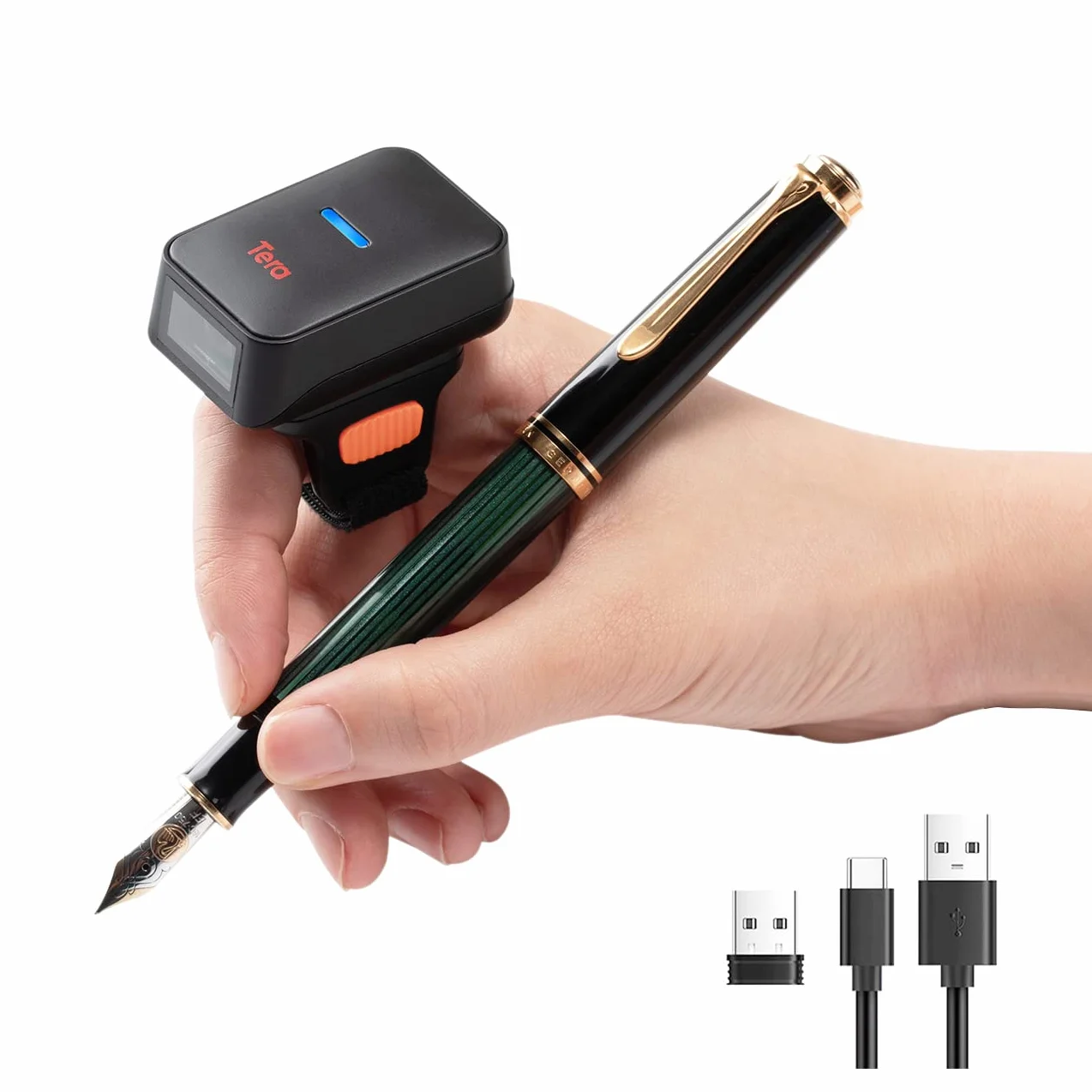 Tera Pro Series Mini CMOS Ring skaner kodów kreskowych 1D 2D QR bezprzewodowy Bluetooth 2.4G USB 2.0 przenośny HW0010