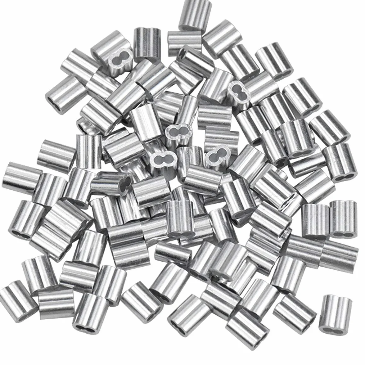 Aluminiowe klipsy zaciskowe 2 mm do lin stalowych srebrne