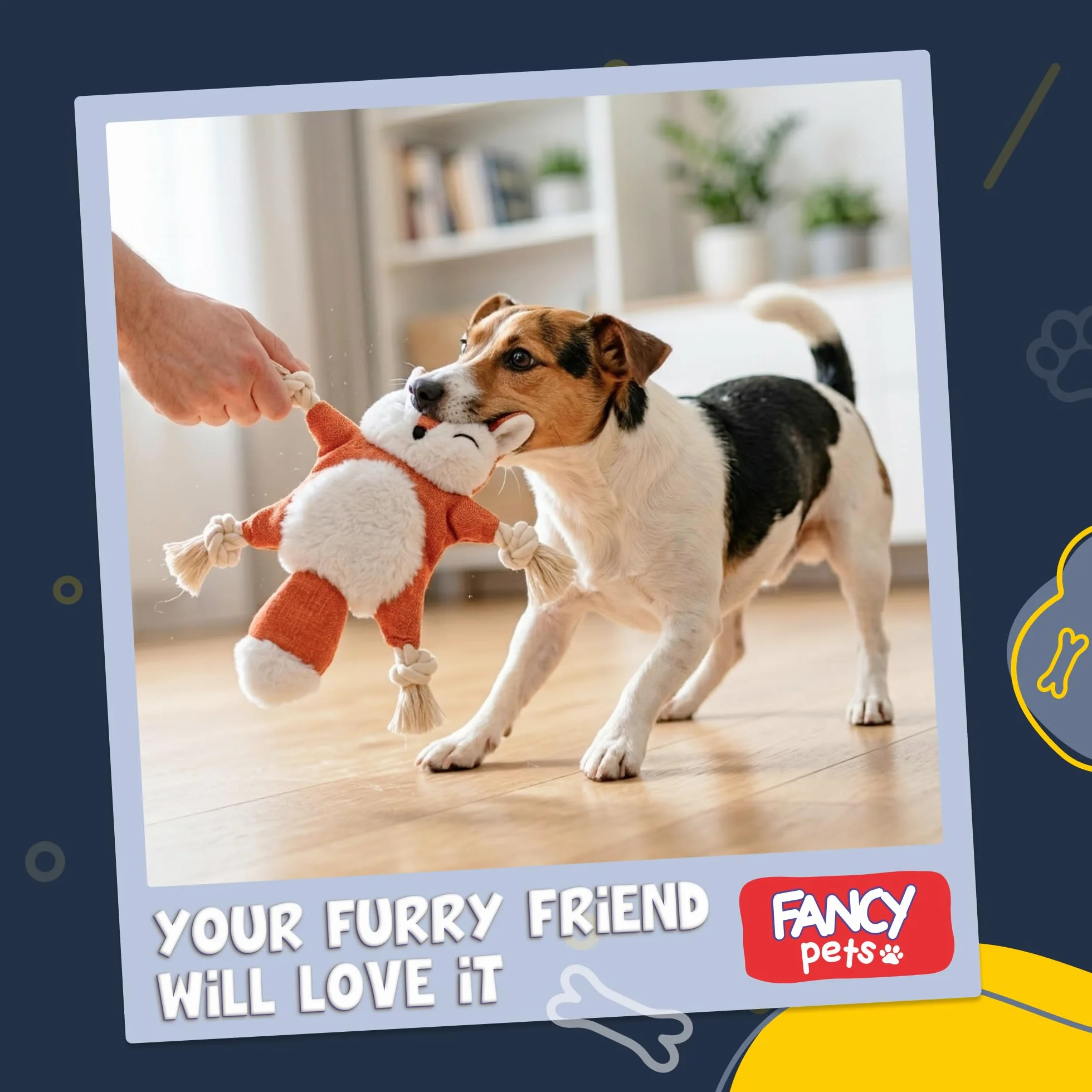 Fancy Pets Piszcząca Lis Zabawka dla Psa 30 cm, Pluszowy Lis dla Psa z Piszczałką i Szeleszczącym Materiałem, Pluszowa Zabawka dla Małych Psów i Szczeniaków Bez Wypełnienia