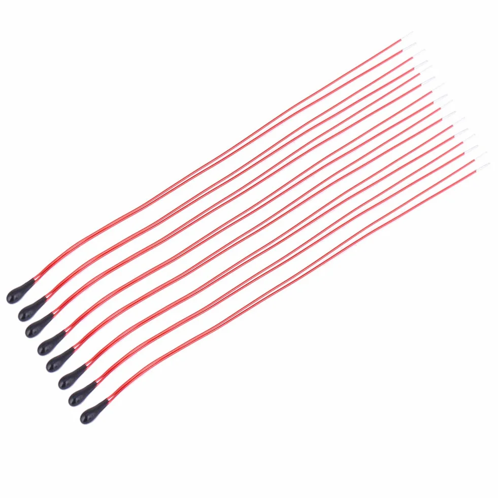 10 sztuk 1 K/5 K/10 K Ohm MF52B rezystory termistorowe o wysokiej czułości z 60mm emaliowanym przewodowym czujnikiem temperatury (10 K)