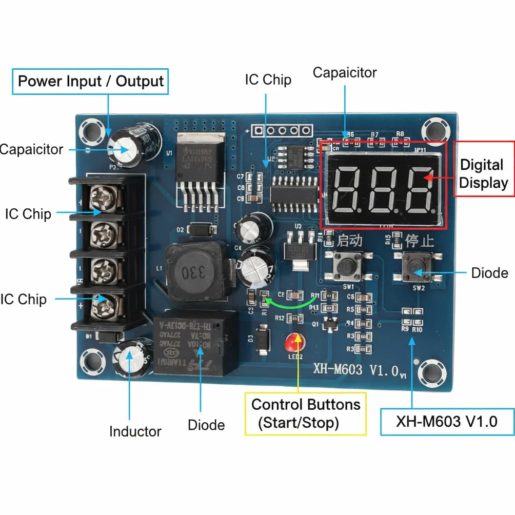 XH-M603 Ładowarka Moduł Sterujący Kontroler Ładowania 12V-24V Płyta Ochronna