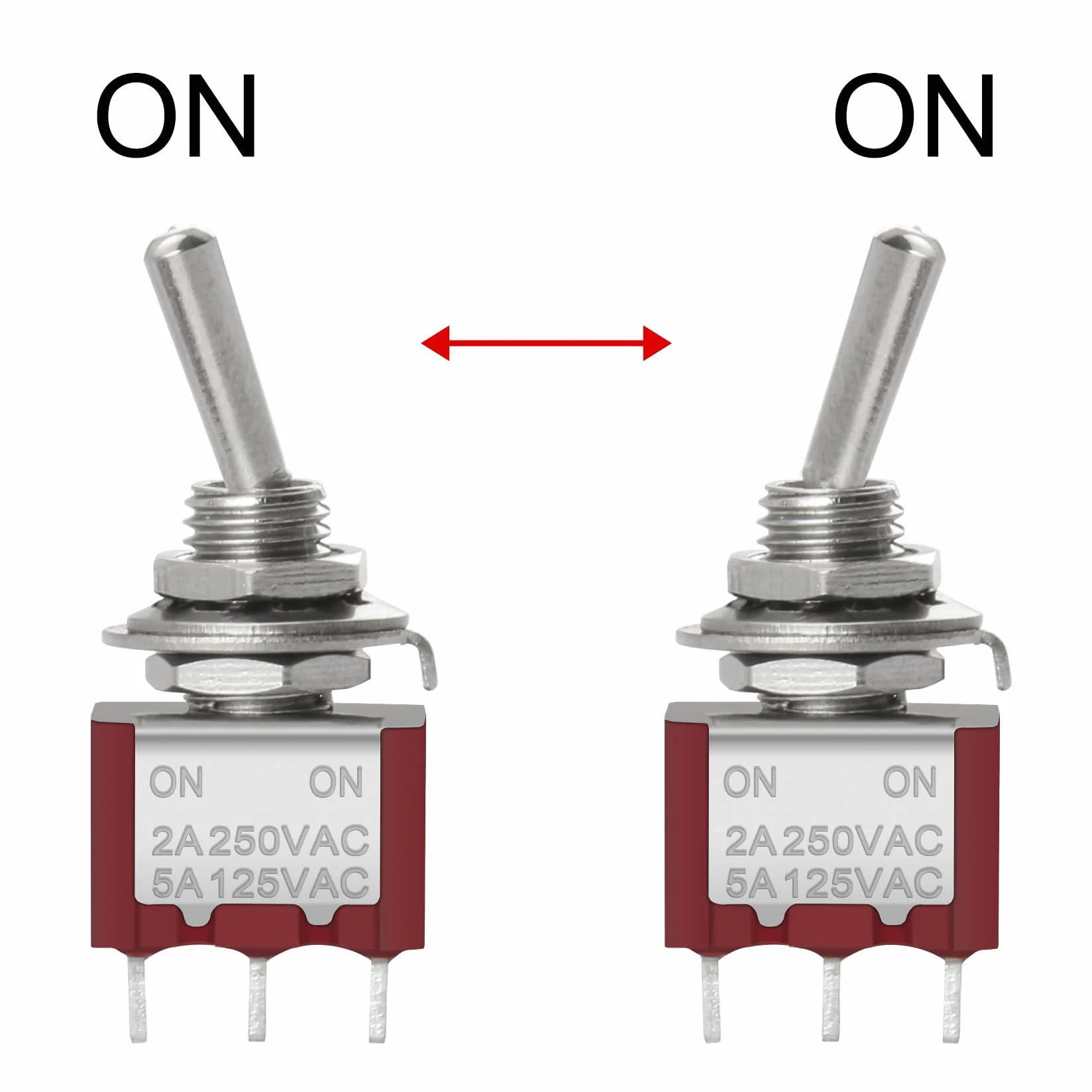 Heschen miniaturowy przełącznik MTS-102 ON-ON SPDT 3-biegunowy, 2 A 250 V, 5 A 120 V, UR na liście, z wodoodporną pokrywą, 5 sztuk