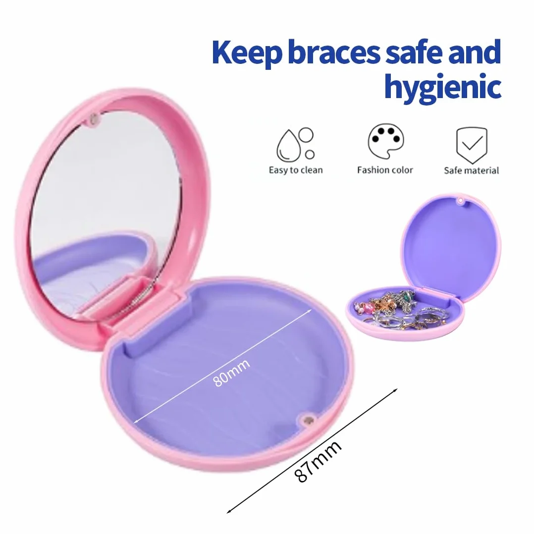 Pojemnik na aparat dentystyczny Invisalign 2 sztuki z lustrem silikonowy różowy biały