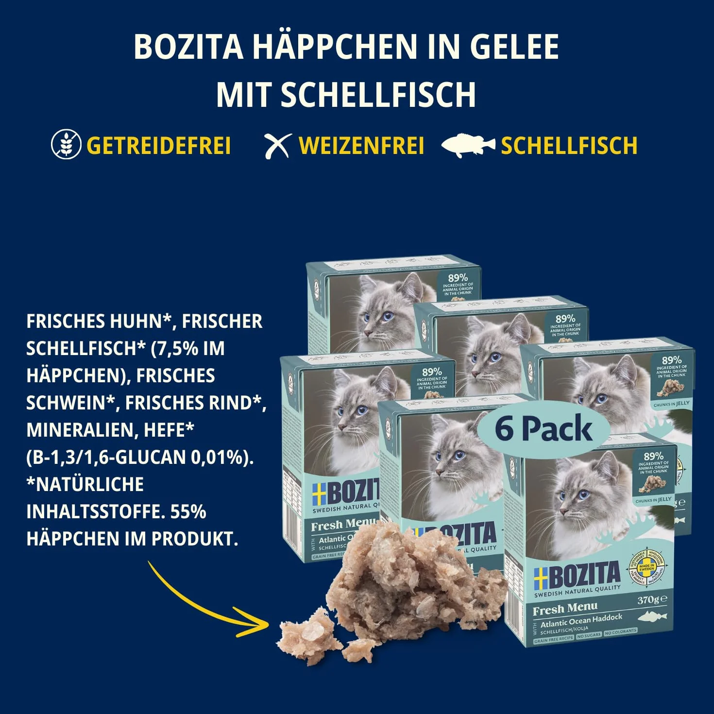 Bozita Karma mokra dla kotów w galaretce z plamiakiem 6x370 g bez zbóż i cukru 7,5% białka 5% tłuszczu