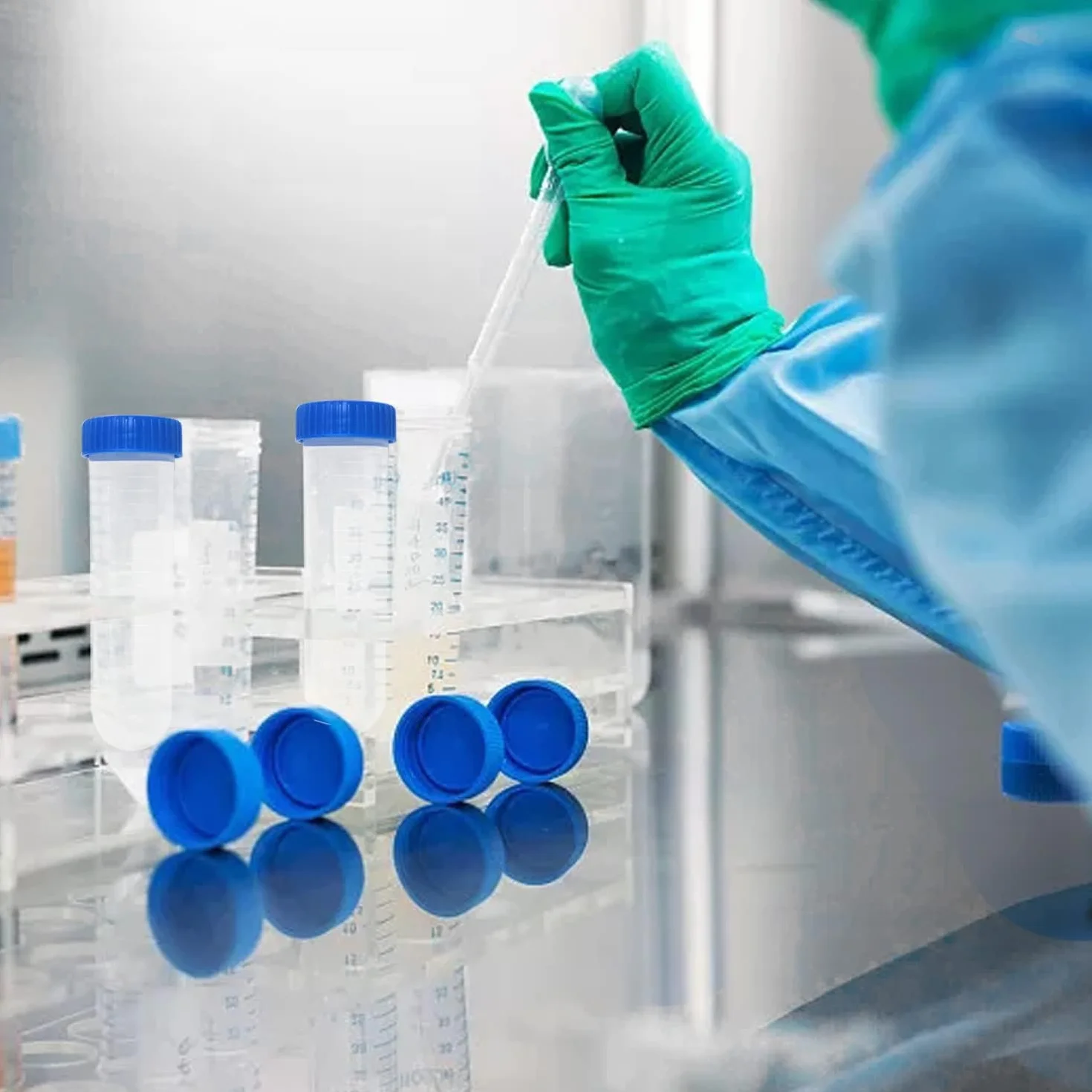 HUAZIZ 20 sztuk plastikowych probówek do probówek wirówkowych, 50 ml probówki z nakrętkami śrubowymi do laboratoryjnych eksperymentów chemicznych, zaokrąglone dno