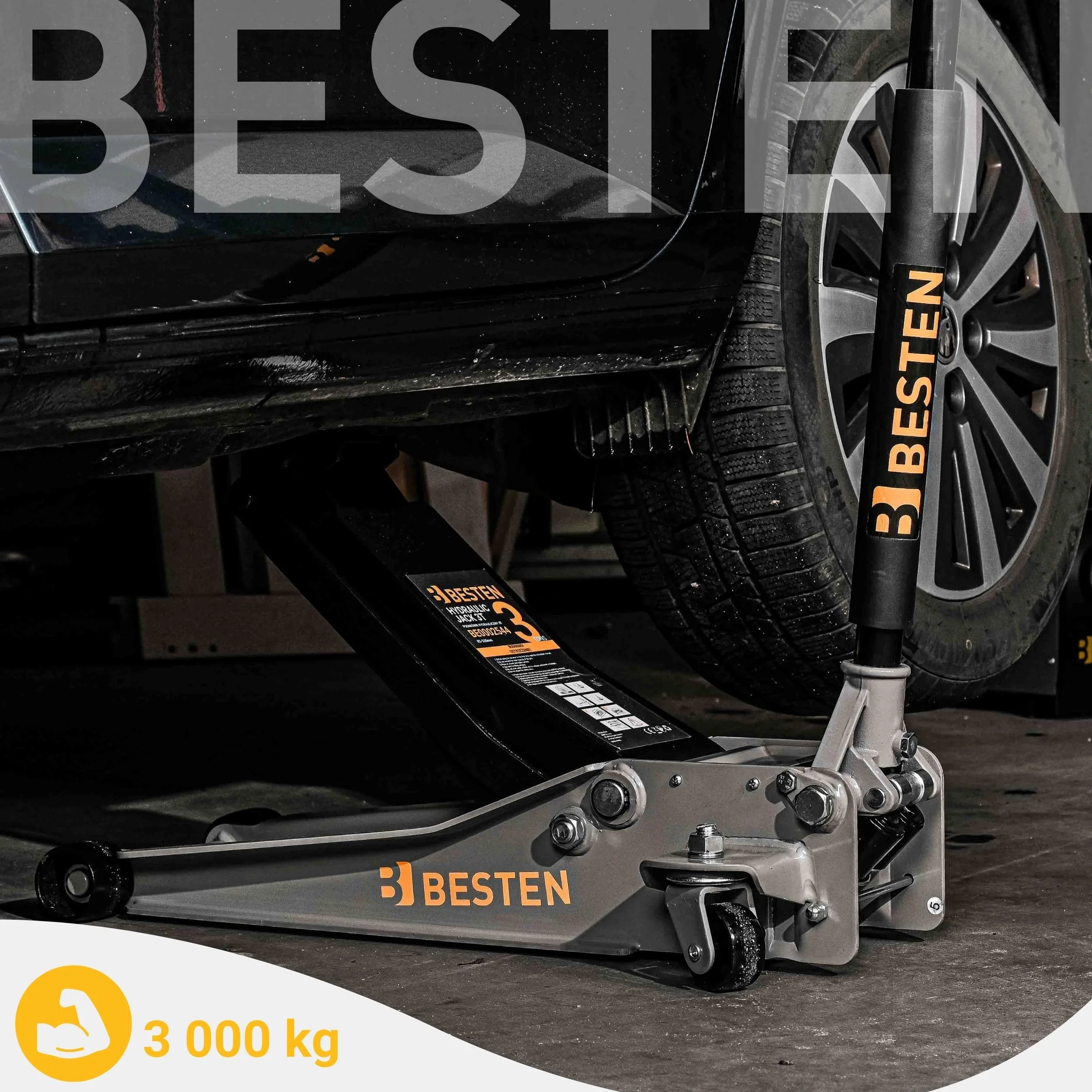 BESTEN Podnośnik hydrauliczny niskoprofilowy 3T 85–520 mm Quick-Lift