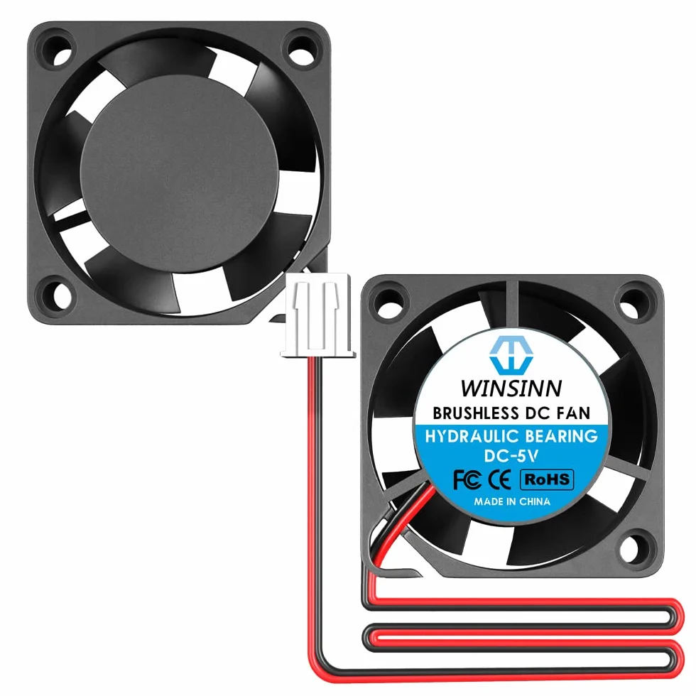 WINSINN 20 mm mini wentylator 5 V hydrauliczne łożysko bezszczotkowe 2010 20 x 10 mm - wysoka prędkość (opakowanie 2 szt.)