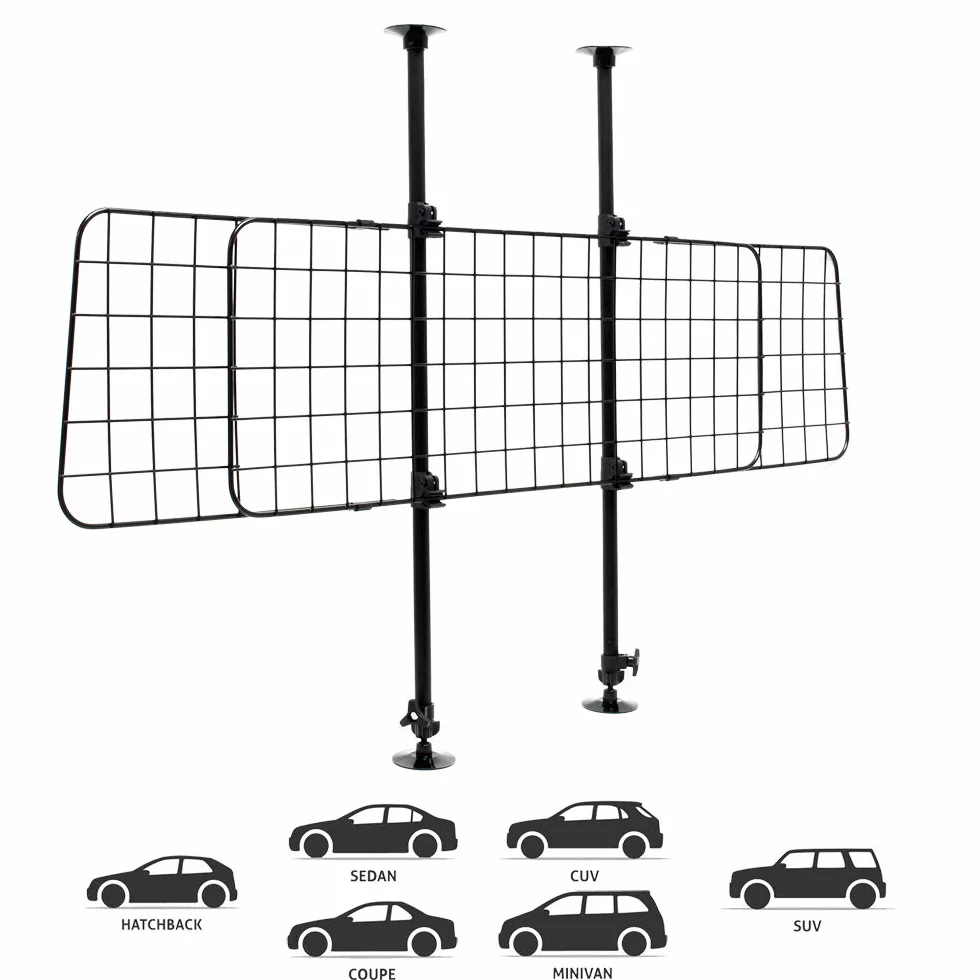Wiltec Kratka dla psa do samochodu, model B, wysokość 72-136 cm, szerokość 118-128,5 cm, bezstopniowa regulacja, kratka oddzielająca, uniwersalne zastosowanie do bagażnika