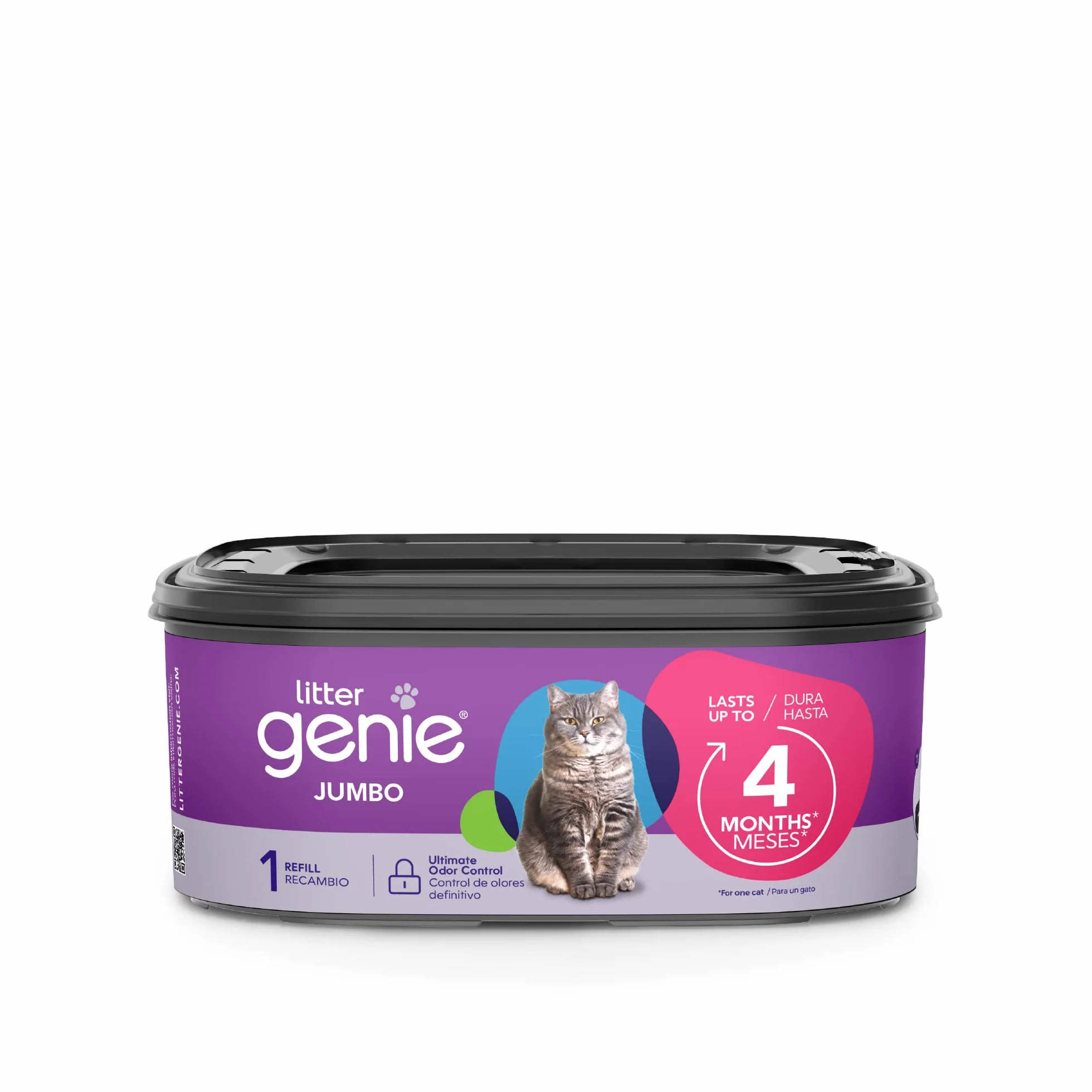 Litter Genie Worki uzupełniające | Jumbo 1-pak | do 4 miesięcy dostawy w 1 wkładzie | Najlepsza kontrola zapachu worki na żwirek dla kotów