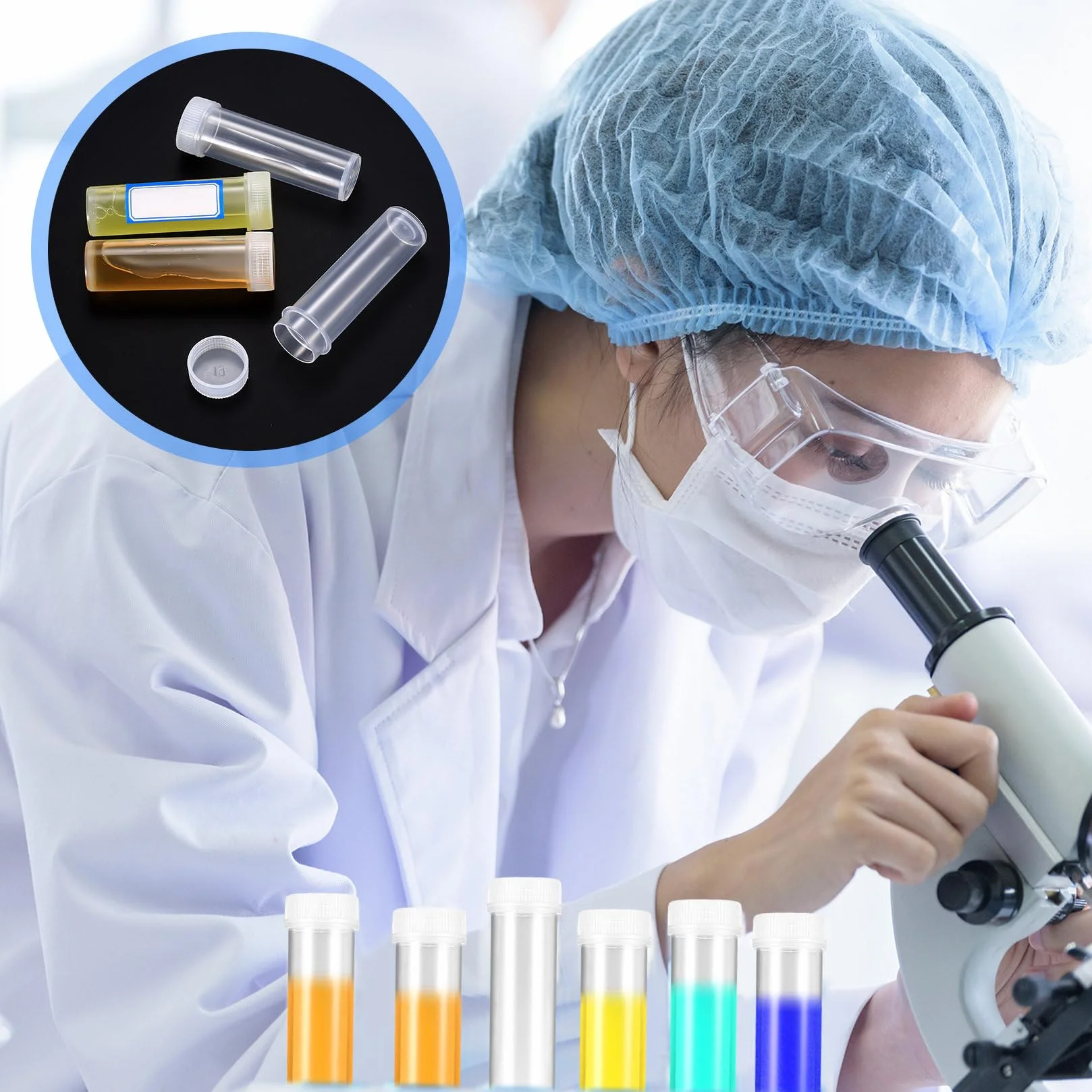 60 Szt Probówki 7ml, Przezroczyste Probówki Laboratoryjne, Plastikowe Probówki, Fiolki z Nakrętką, Próbówki z Tworzywa Sztucznego do Eksperymentów Laboratoryjnych