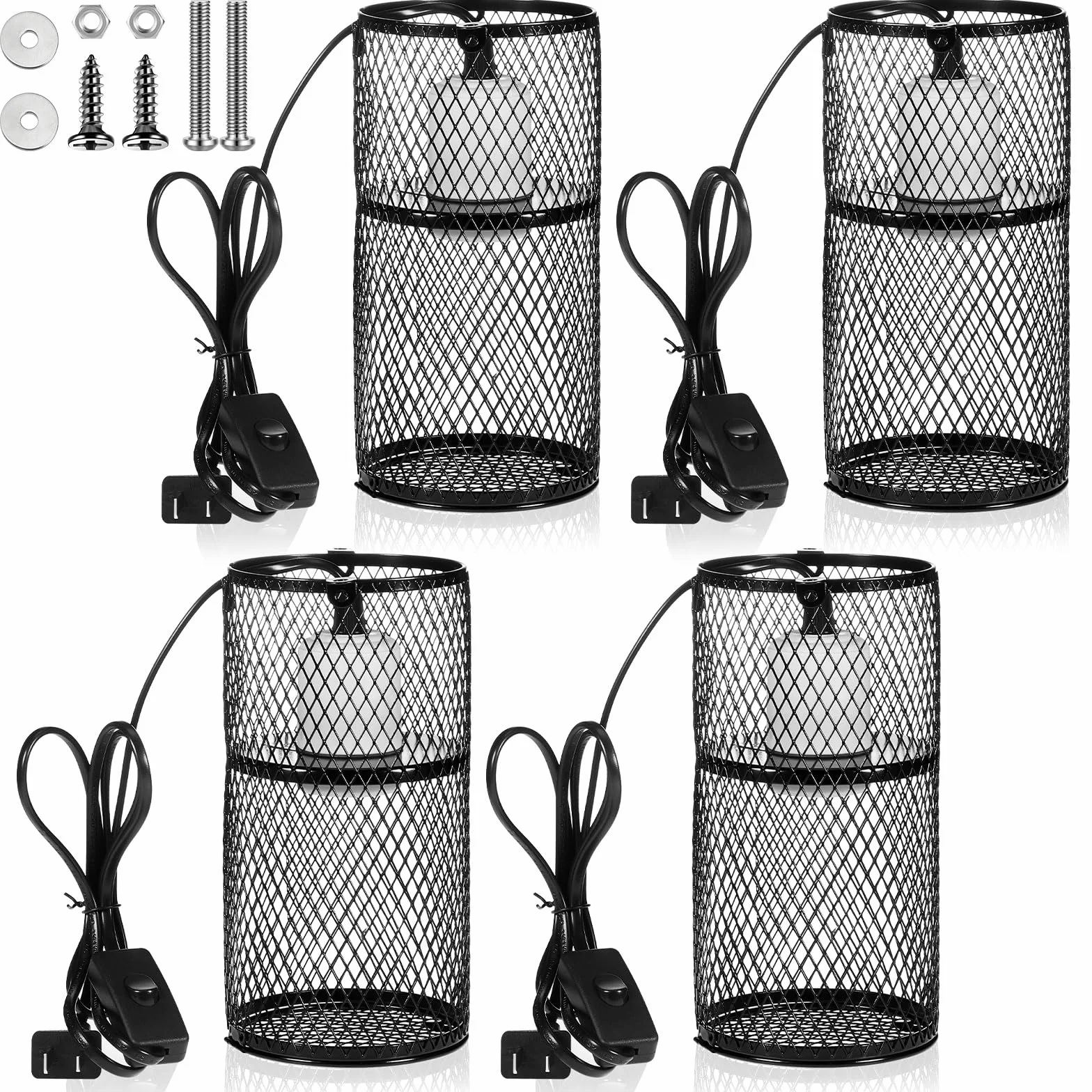 VIHOSE Osłona lampy grzewczej dla gadów z ceramicznym emiterem ciepła 150 W, odporna na oparzenia, uchwyt na lampę grzewczą, klatka siatkowa, ochrona gadów, abażury dla gadów, jaszczurki, węża