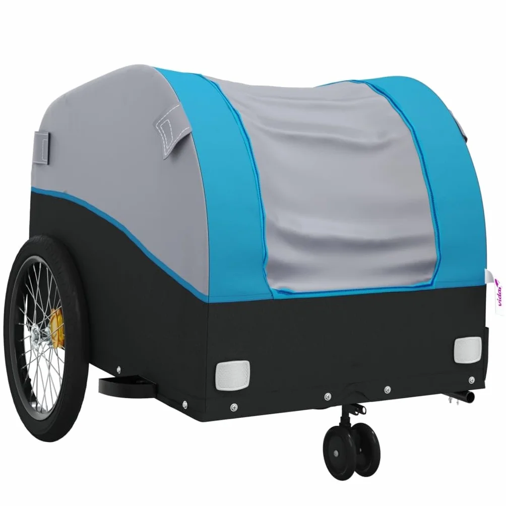 Przyczepa rowerowa, czarna, pomarańczowa, wykonana z żelaza, udźwig, z flagą bezpieczeństwa, 123 x 52 x, idealna do transportu bagażu, zwierząt domowych, zakupów, aktywności na świeżym powietrzu i na