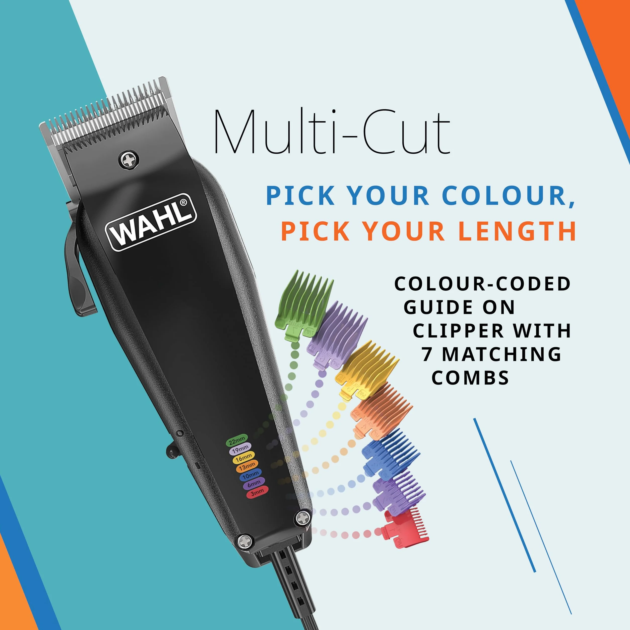 WAHL Multi Cut, Zestaw do Pielęgnacji Psów i Kotów, Pełna Sierść Zwierząt, Cichy, Przewodowy, Zwierzęta Domowe, Odporny na Rdzę, Ostrza ze Stali Wysokowęglowej, Precyzyjnie Szlifowane, Lekki, Czarny