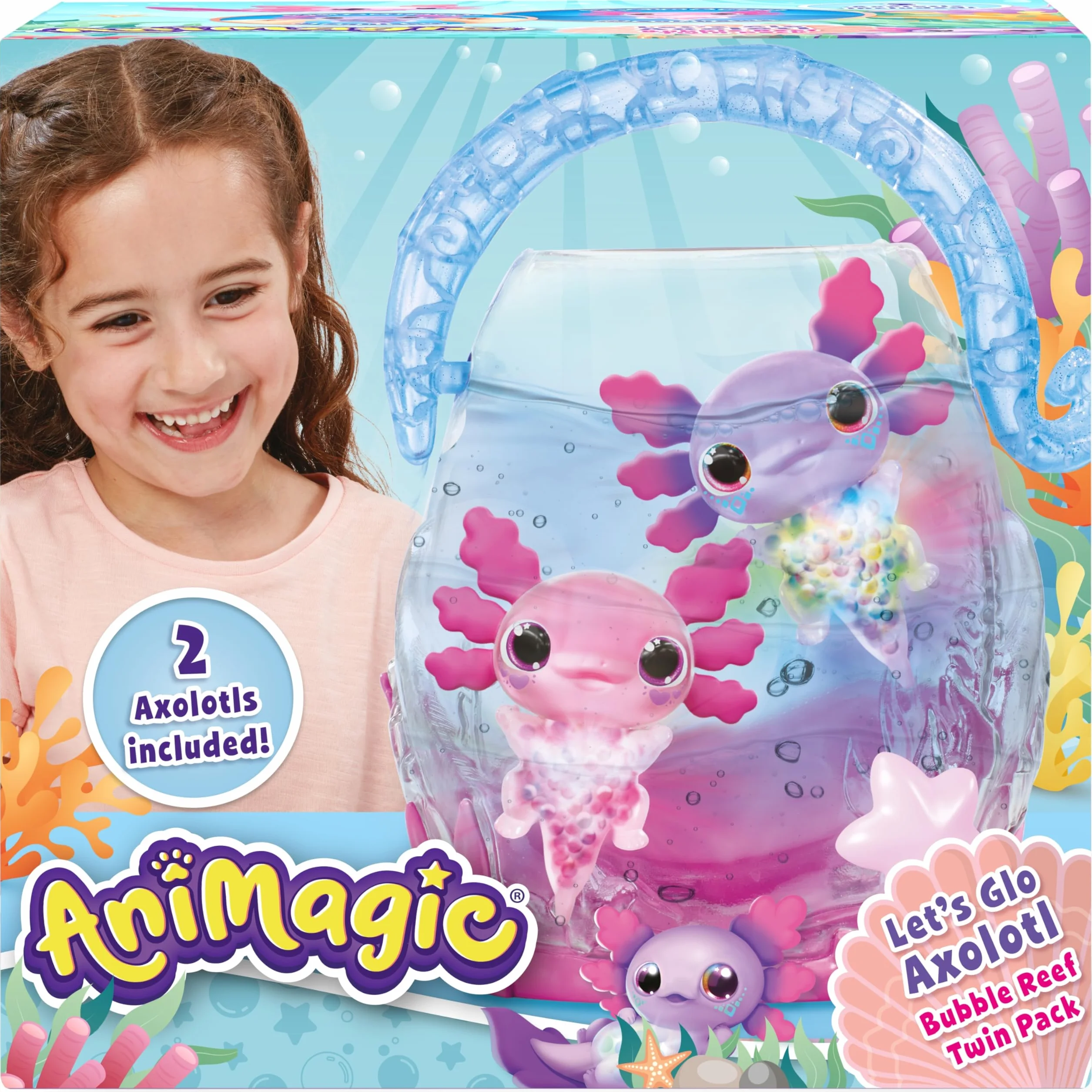 Animagic 932617 Let's Glo Axolotl Bubble Reef Twin Pack, Multi