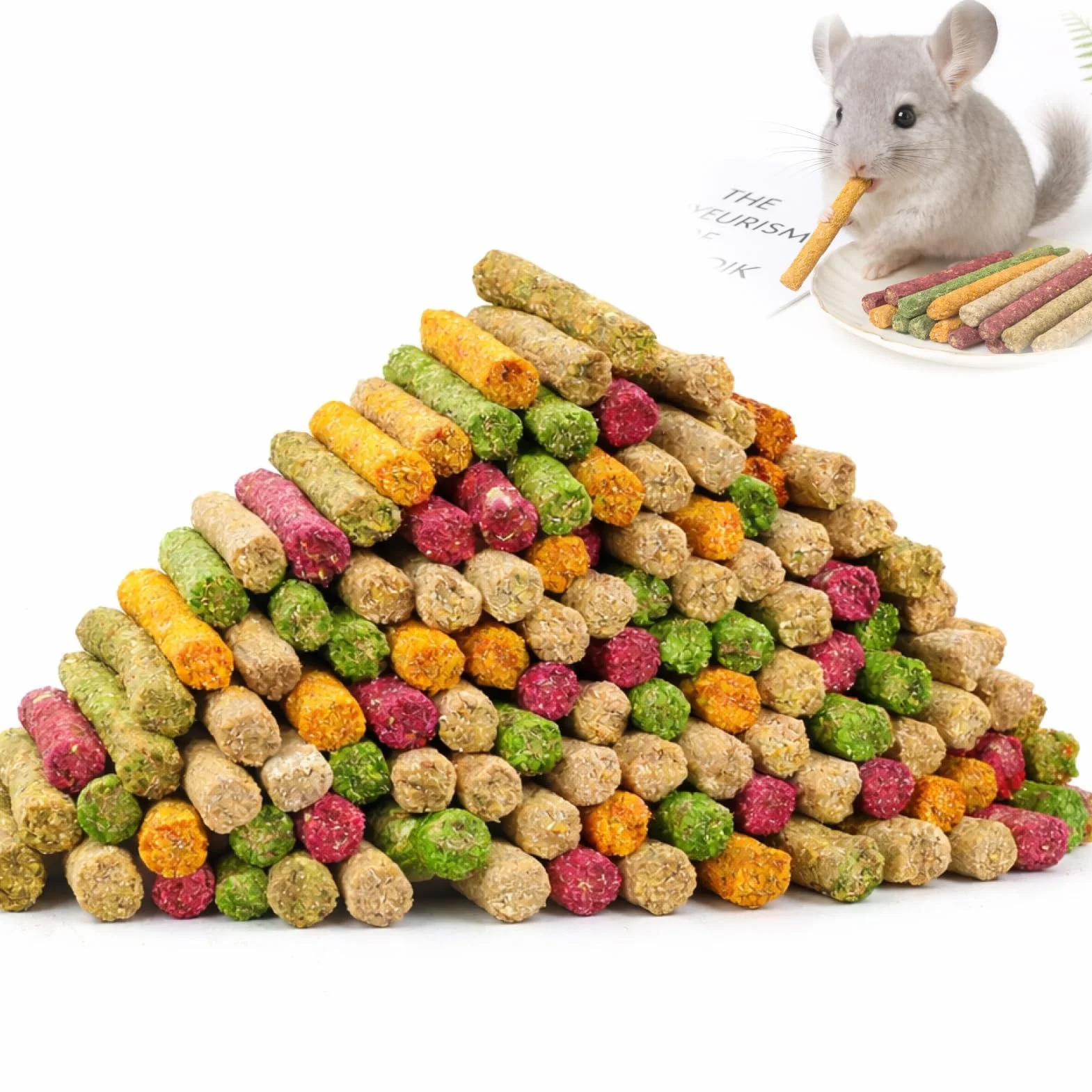 120g słomy Timothy z bambusa i jabłoni dla królików, słomy Timothy w kształcie patyków do żucia dla królików, chomików, świnek morskich i szynszyli