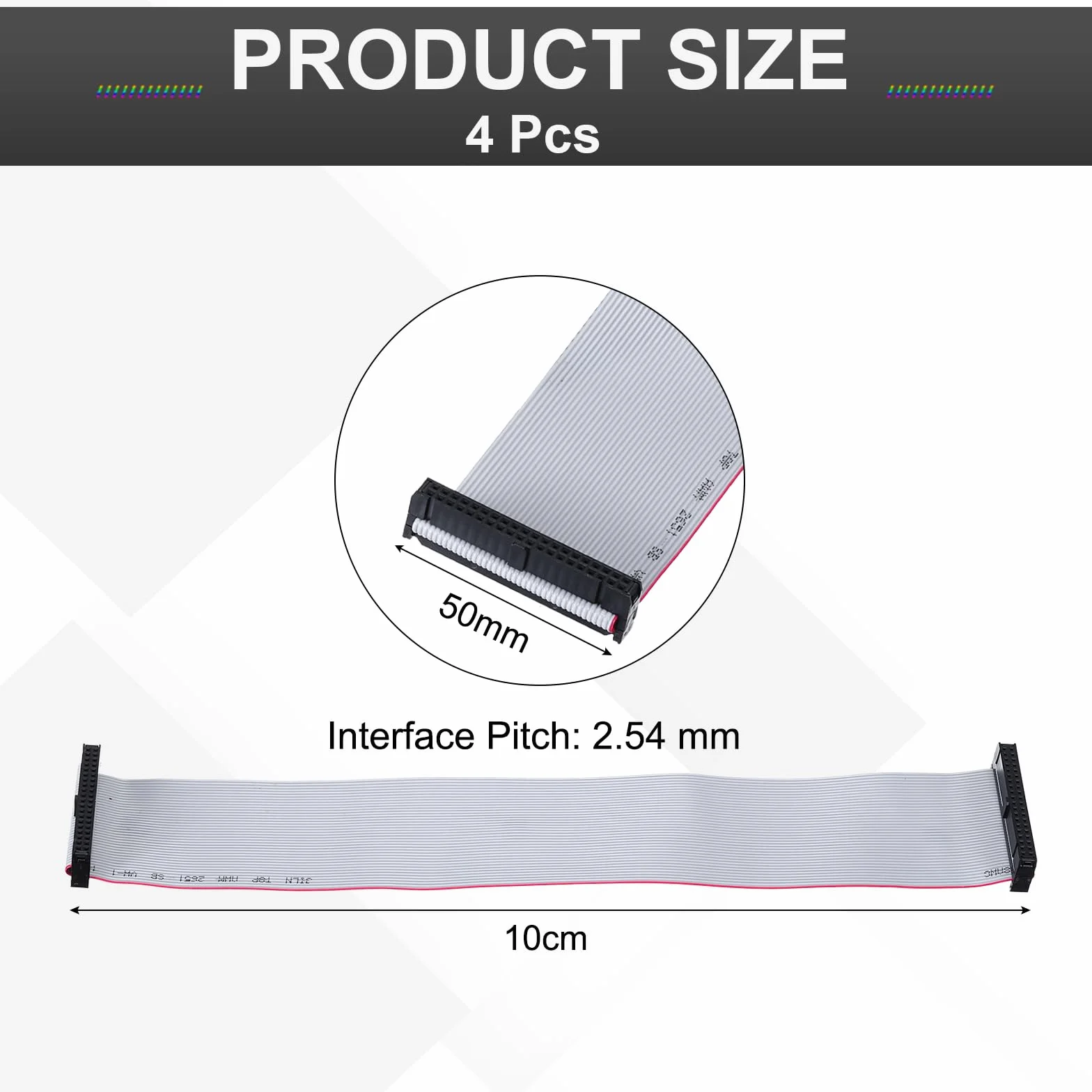 QUARKZMAN 4 szt. IDC płaski kabel taśmowy, 2,54 mm siatka 50 mm szerokość 10 cm długość 40 pin FC do FC złącze płaskie kabel Jumper do PC, wyświetlaczy LED