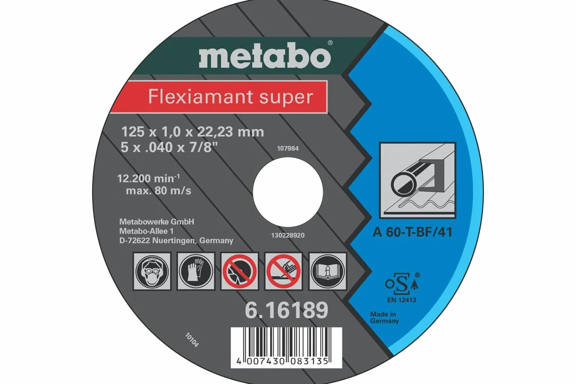 Metabo 616189000 elastyczna tarcza ze stali nierdzewnej, zielona, 125 x 1,0 x 22,2 mm