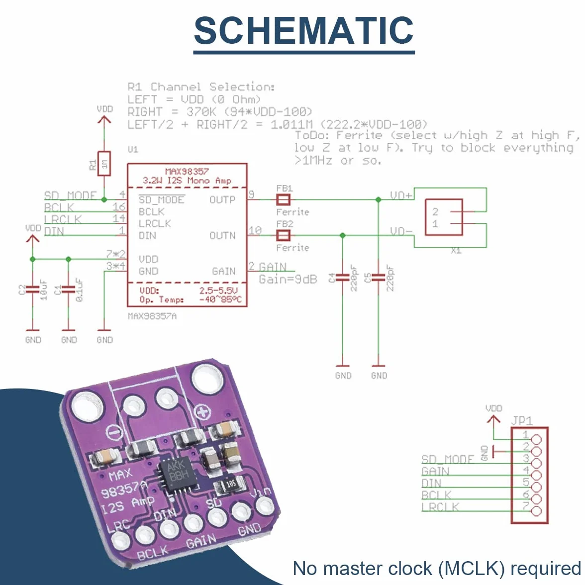 2 szt. MAX98357 I2S moduł wzmacniacza audio klasy D interfejs przerwy płyta dekodera DAC dla Arduino z kablem Dupont
