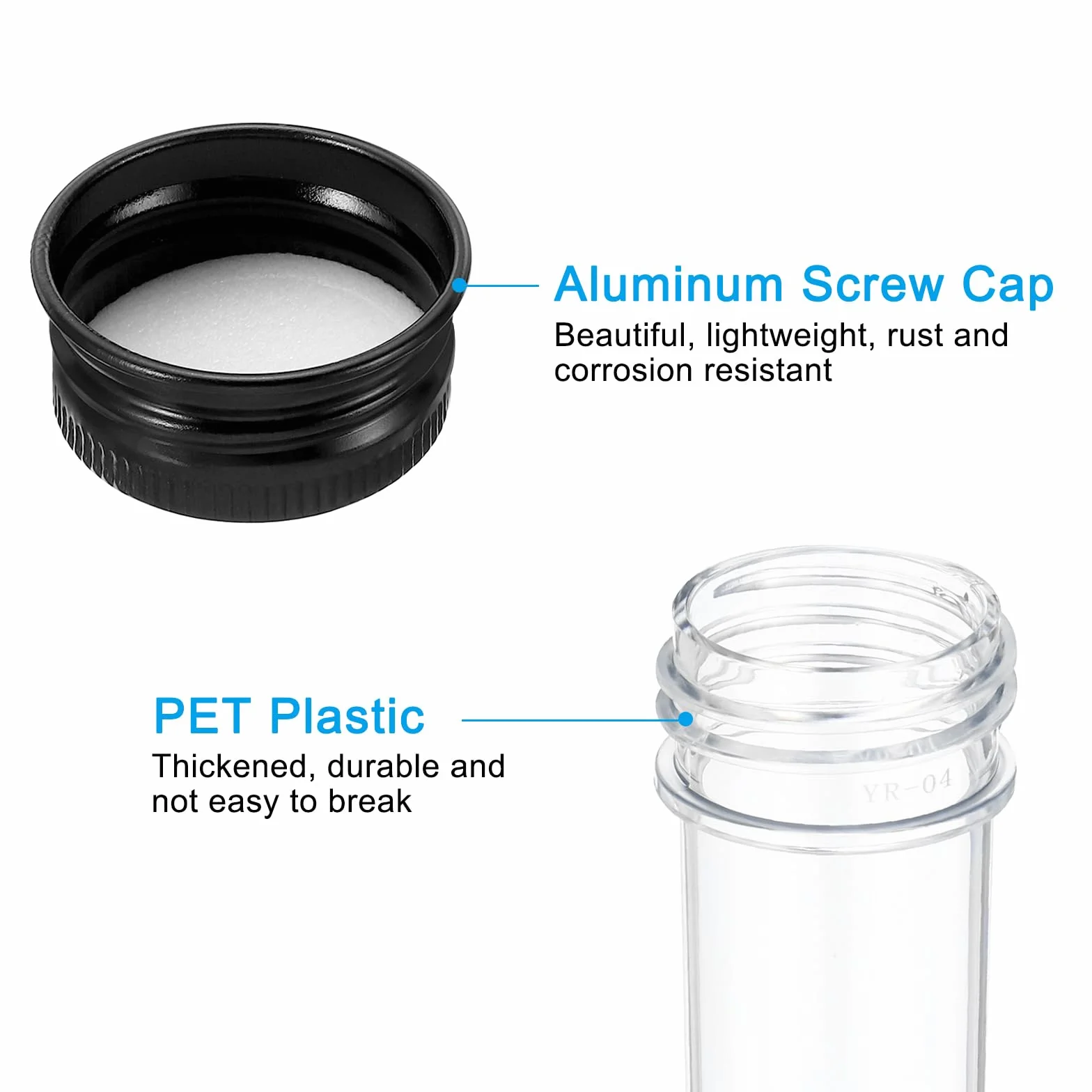 PATIKIL 80 ml, plastikowe probówki z zakrętkami, 6 szt., 156 x 30 mm, do naukowej dekoracji imprezowej, przechowywania koralików cukierkowych, czarne