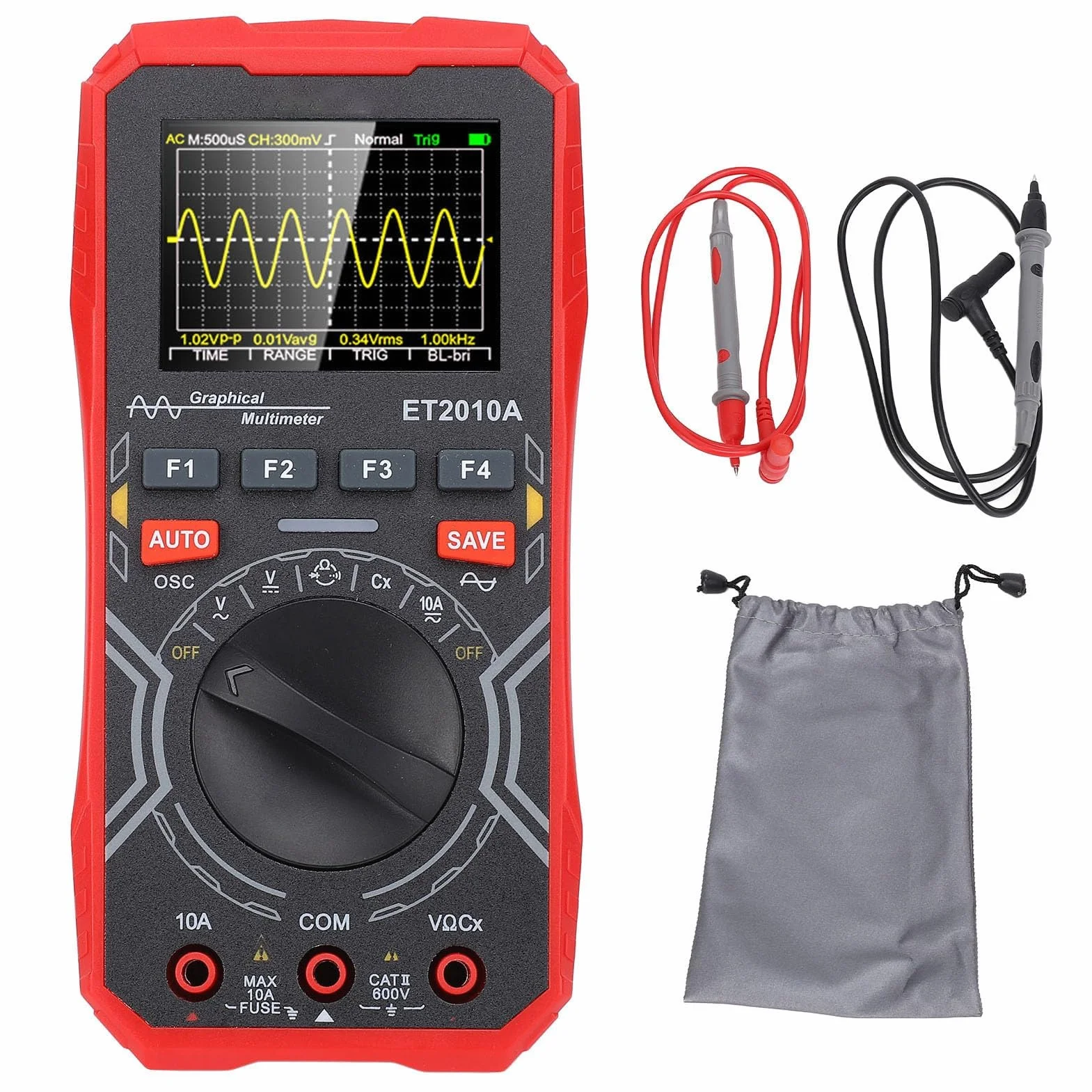 Walfront Przenośny Oscyloskop Multimetrowy 2 w 1, 1 MHz 2,5 MSPS do Testowania Elektronicznego