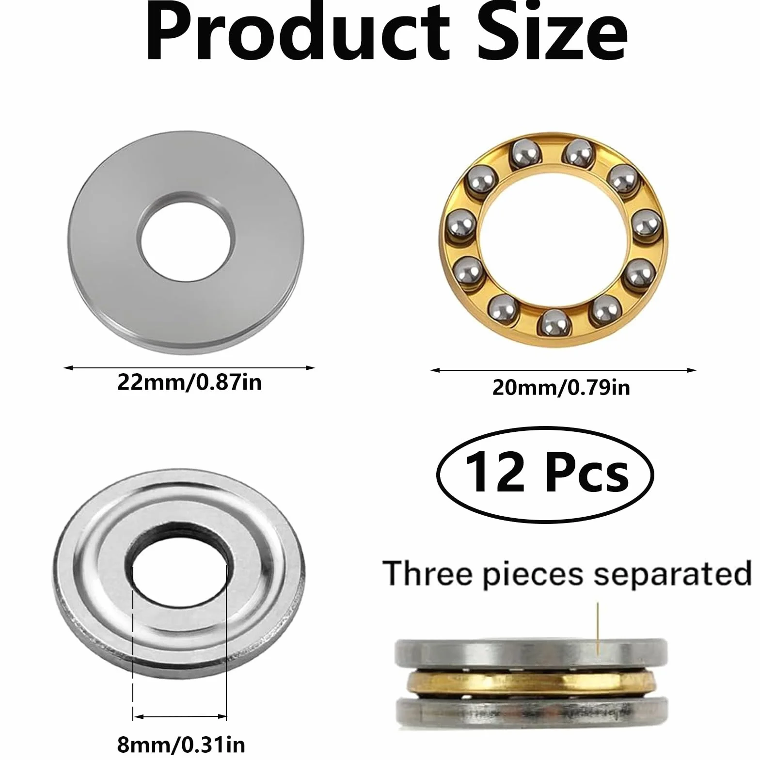 4 szt. Miniaturowe łożyska kulkowe F8-22M, łożyska kulkowe miniaturowe łożyska kulkowe do pomiarów i produkcji form