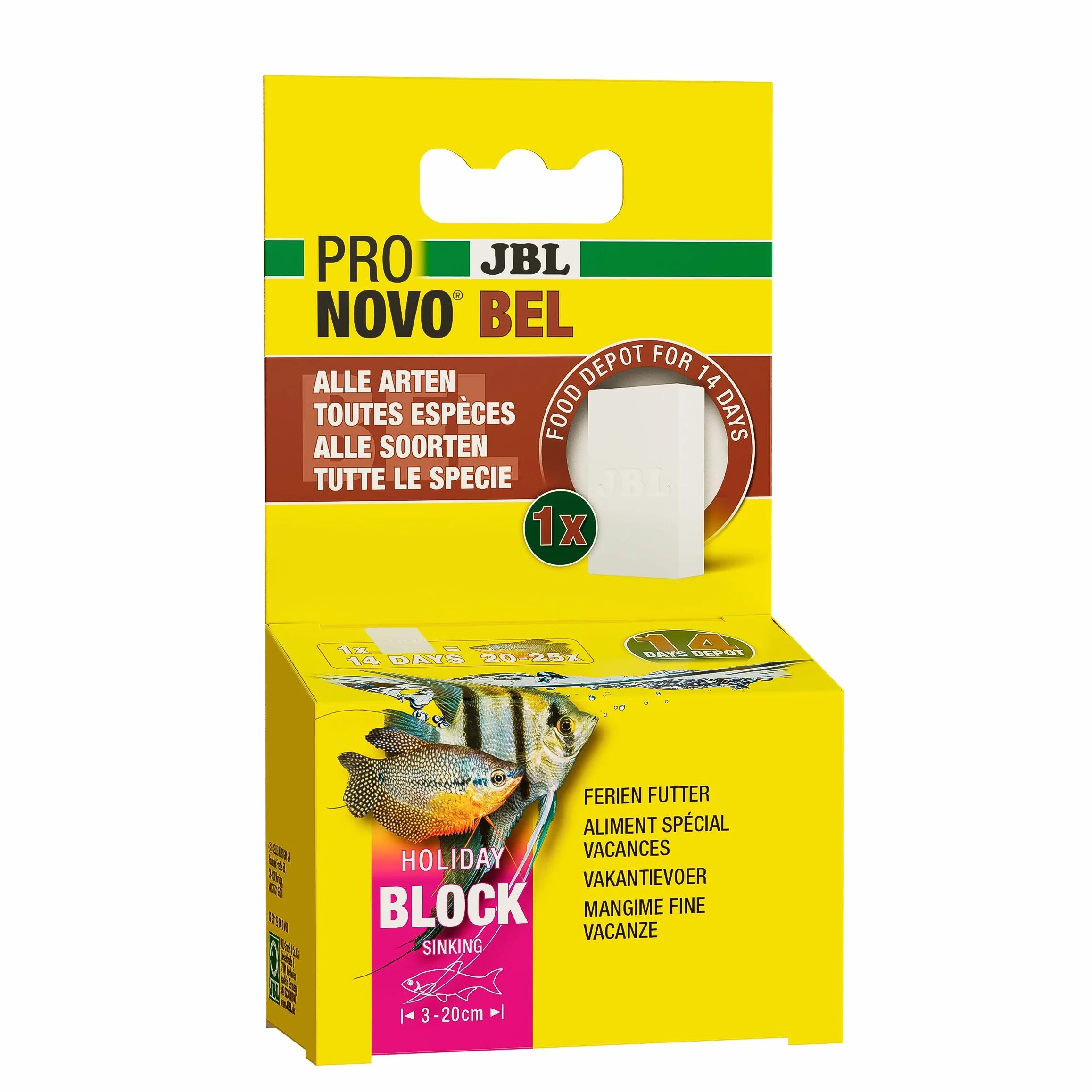 JBL PRONOVO BEL HOLIDAY, karma wakacyjna dla wszystkich ryb słodkowodnych, 1 blok na pokarm
