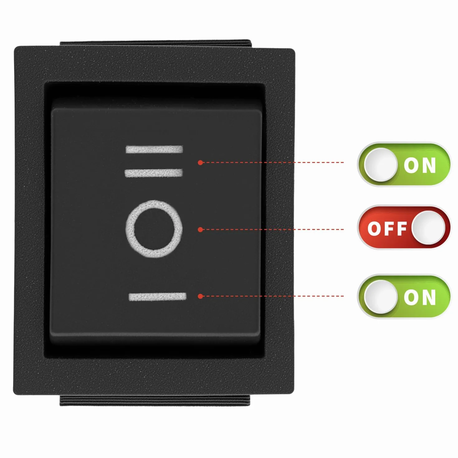 QWORK przełącznik Rocker ON-OFF-ON DPDT 6Pin 16A 250VAC czarny