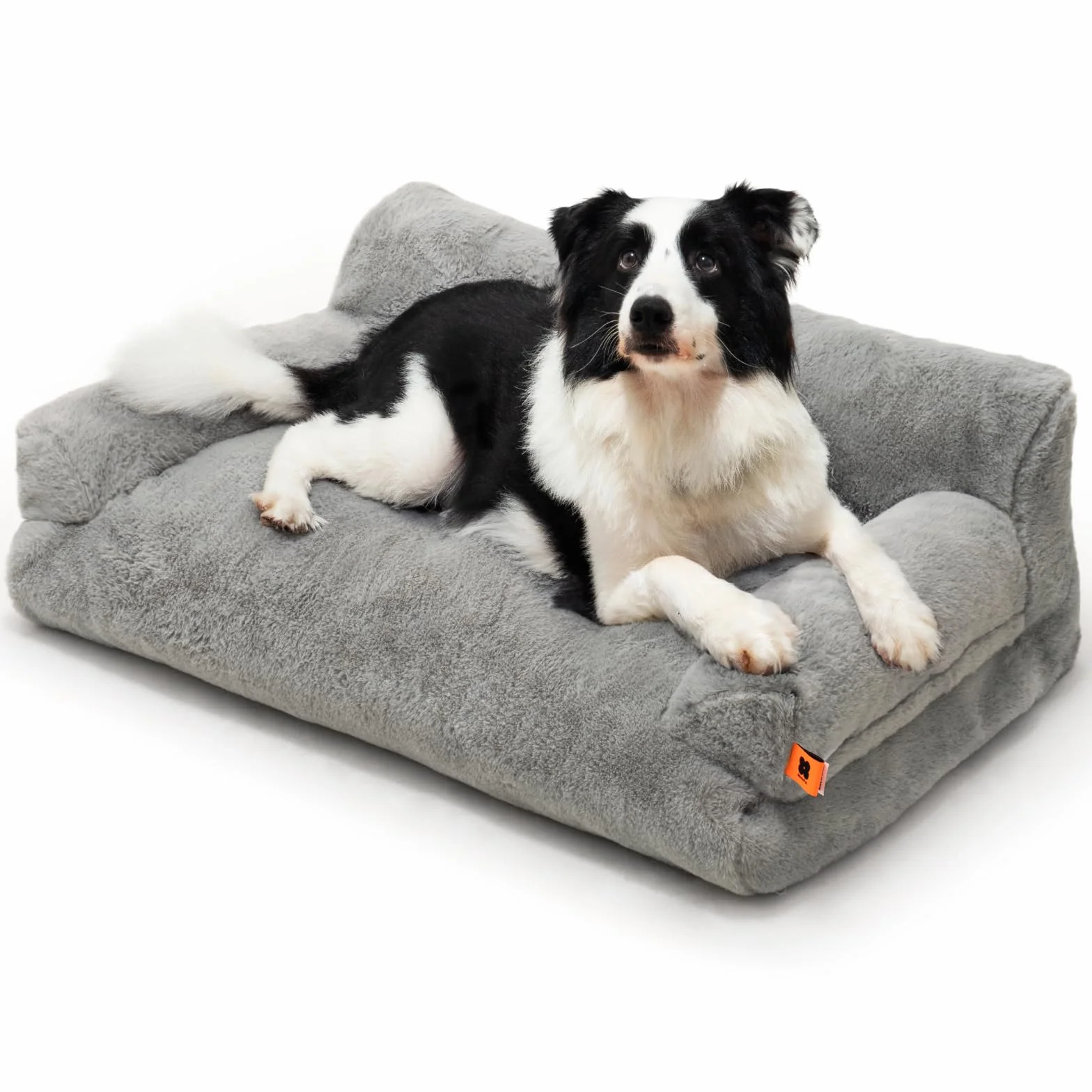 MEWOOFUN Dat Bed Puszysta i miękka sofa dla kota, łóżko-kanapa dla kota dla średnich i małych psów/kotów - urocze legowisko dla zwierząt domowych z antypoślizgowym dnem (szare, L)