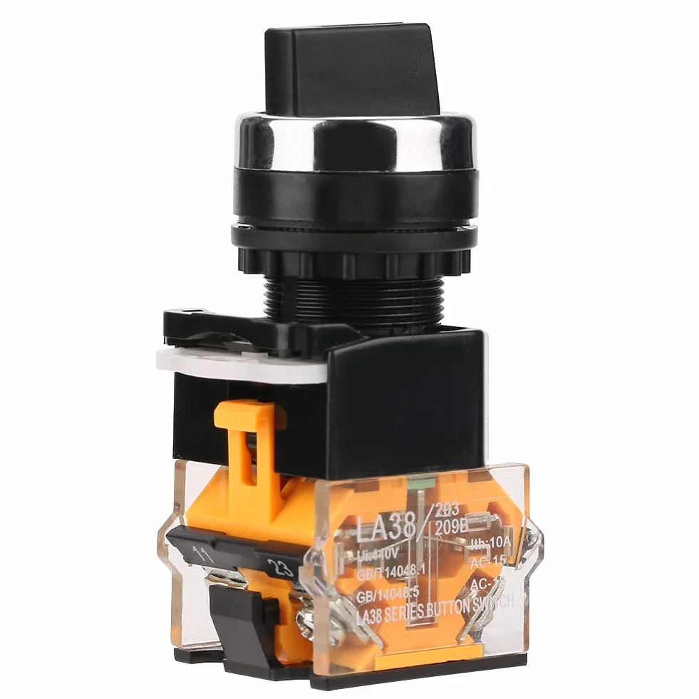 Przełącznik obrotowy 22MM LA38-11BX22 10A 220V/380V 2 pozycje 1NO 1NC automatyczny reset