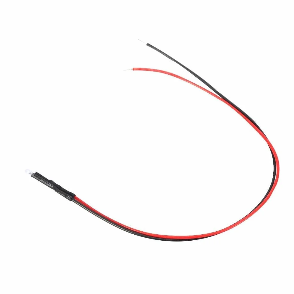 10 sztuk Czerwona Dioda LED 3mm 12V 0,06W z Przewodem 20cm Do Montażu i Naprawy w Zabawkach Samochodowych dla Dzieci