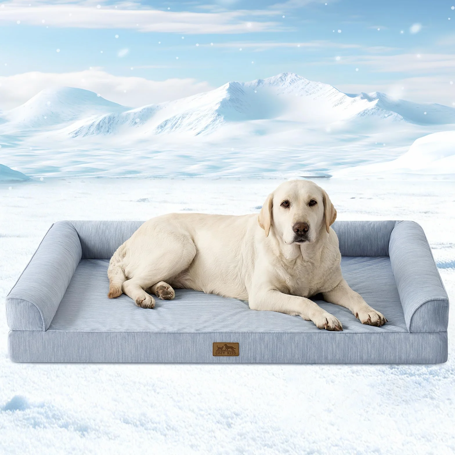 COZY KISS Ortopedyczne legowisko dla psów w rozmiarze XXL 122 x 81 x 19 cm - Ergonomiczna sofa dla psa ze zdejmowaną i zmywalną poszewką oraz pianką o strukturze plastra miodu, wodoodporna
